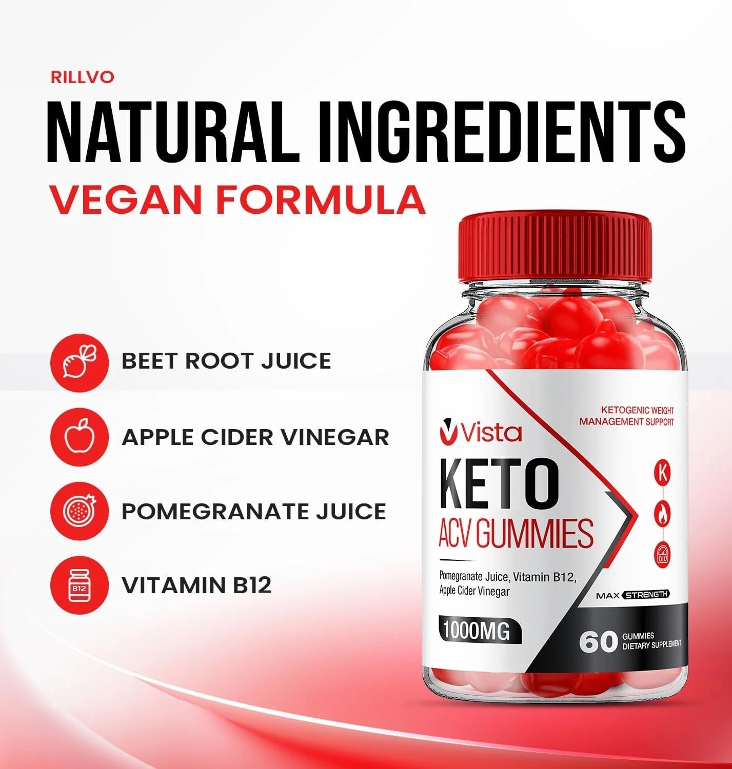 Vista Keto ACV Gummies - Official - Keto Vista ACV Advanced Formula plus Apple Cider Vinegar Dietary Supplement B12 Beet Root Juice Men Women 60 Gummies