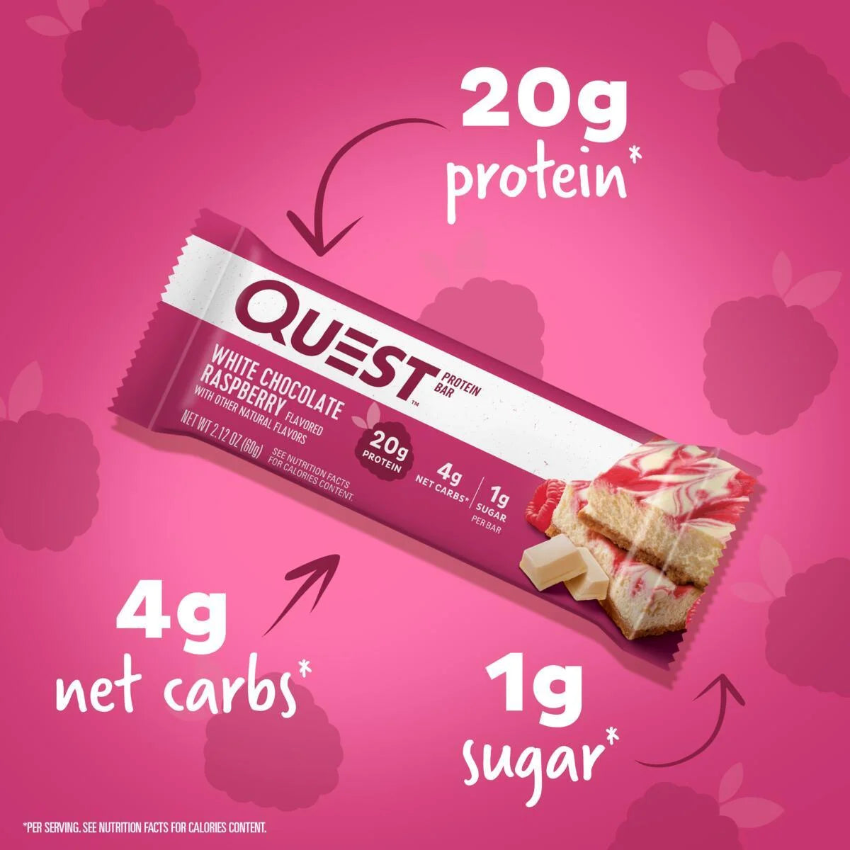 Quest Protein Bar, White Chocolate Raspberry, 20G Protein, 12 Count