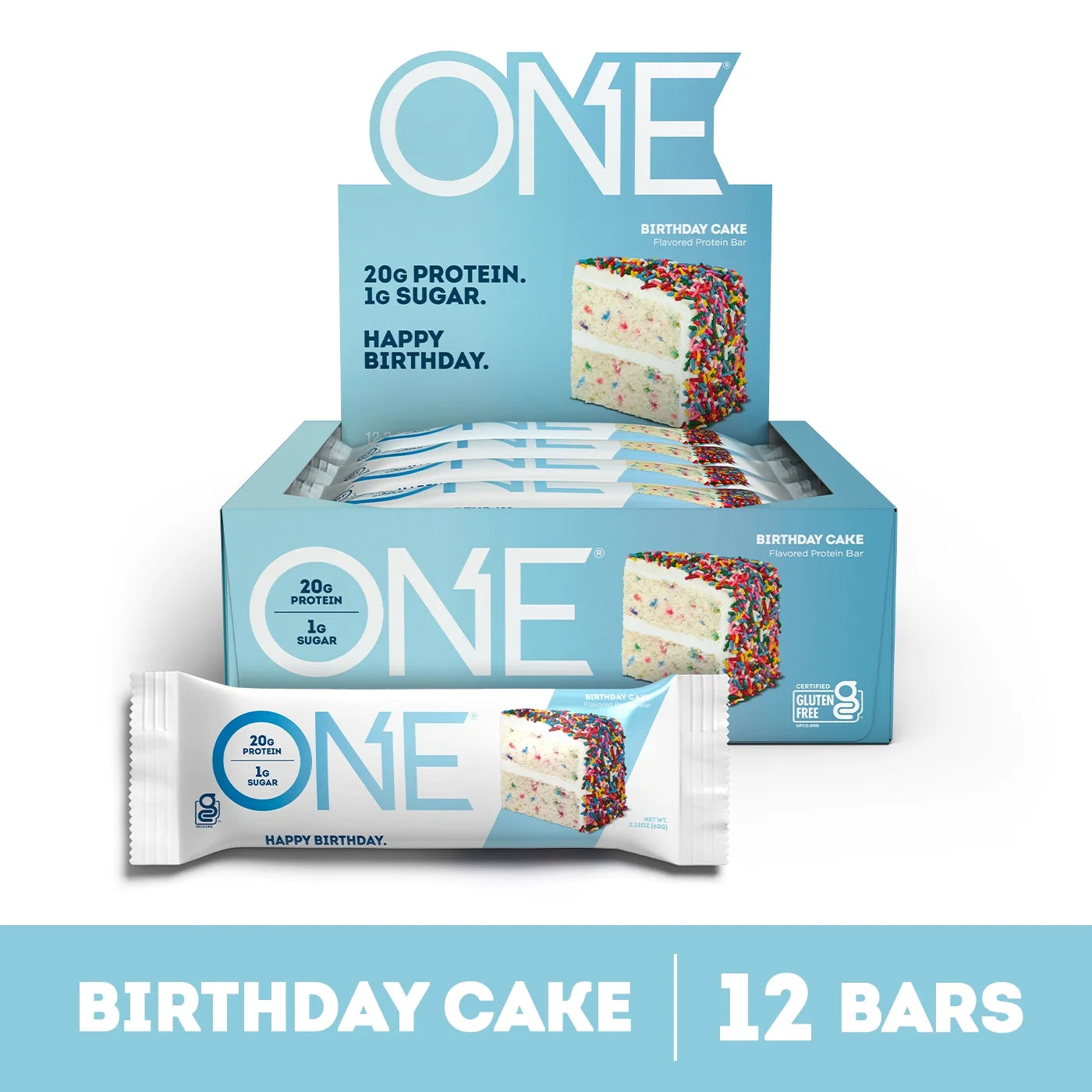 ONE Protein Supplement Bar, Birthday Cake, 20G Protein, 12 Count
