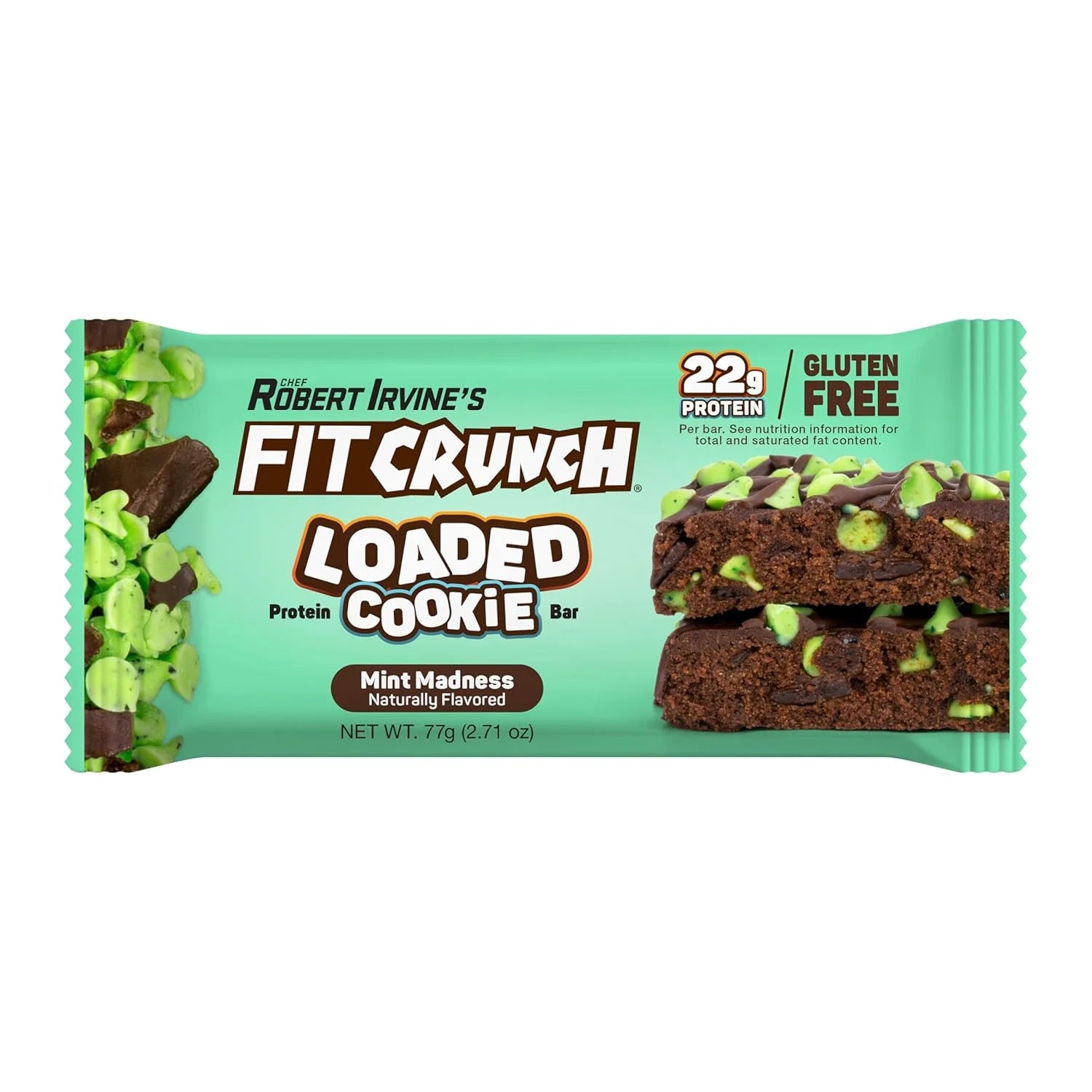 Fit Crunch Loaded Cookie Protein Bar, High Protein, Gluten Free, Protein Snack (12 Cookie Bars, Mint Madness)