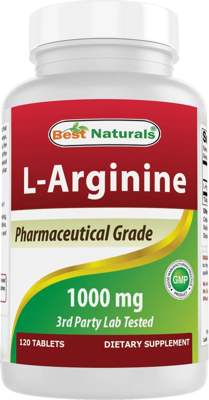 L-Arginine 1000 Mg Tablets, Nitric Oxide Booster, Heart Health, 120 Count, Gluten-Free