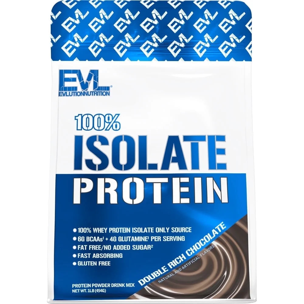 Whey Protein Powder 100% Isolate 25G -  Whey Isolate Protein Powder 1 LB - No Sugar Added, Low Carb Gluten Free - EVL Fast Absorbing Chocolate Protein Powder with BCAA