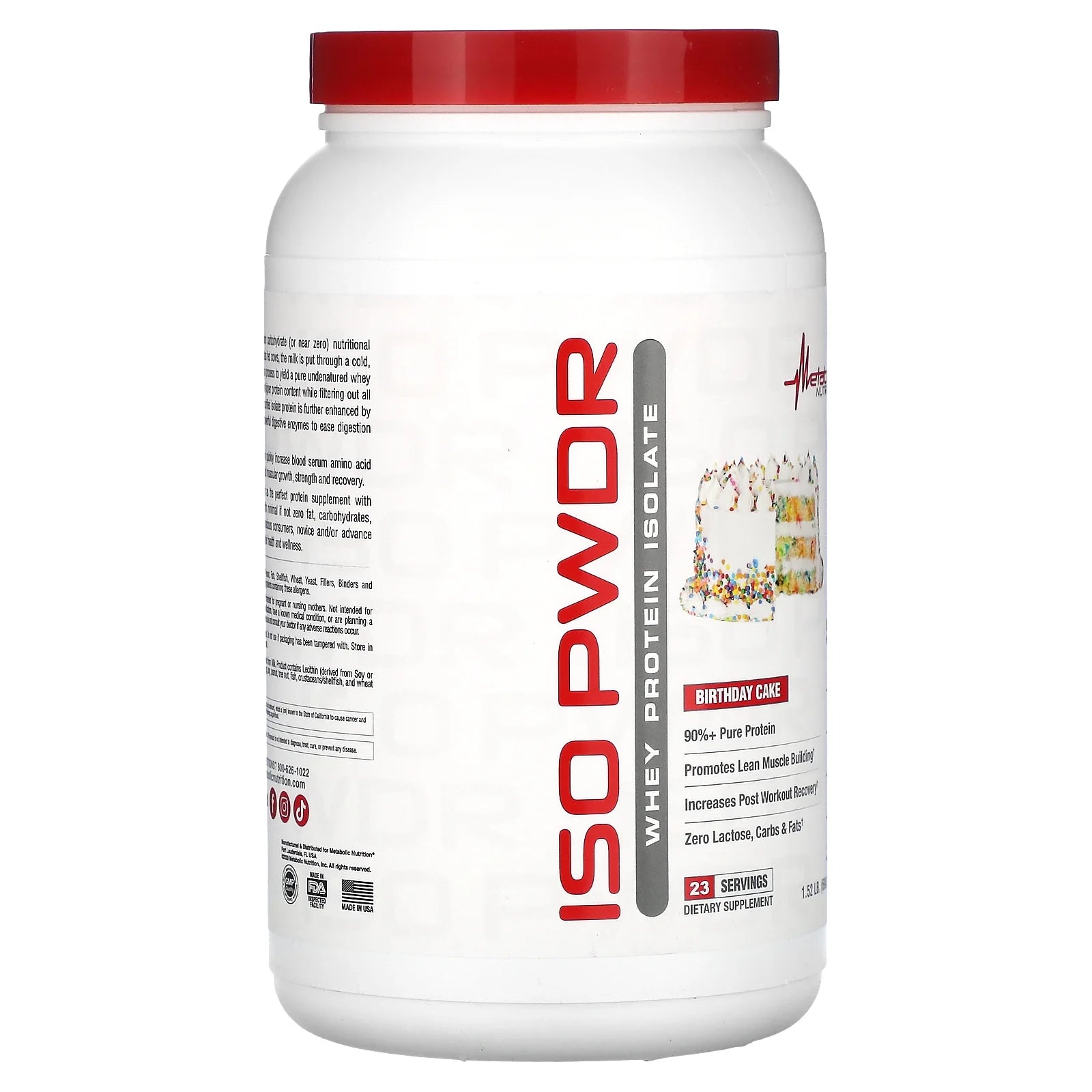 Isopwdr, Whey Protein Isolate, Birthday Cake, 1.52 Lbs (690 G)