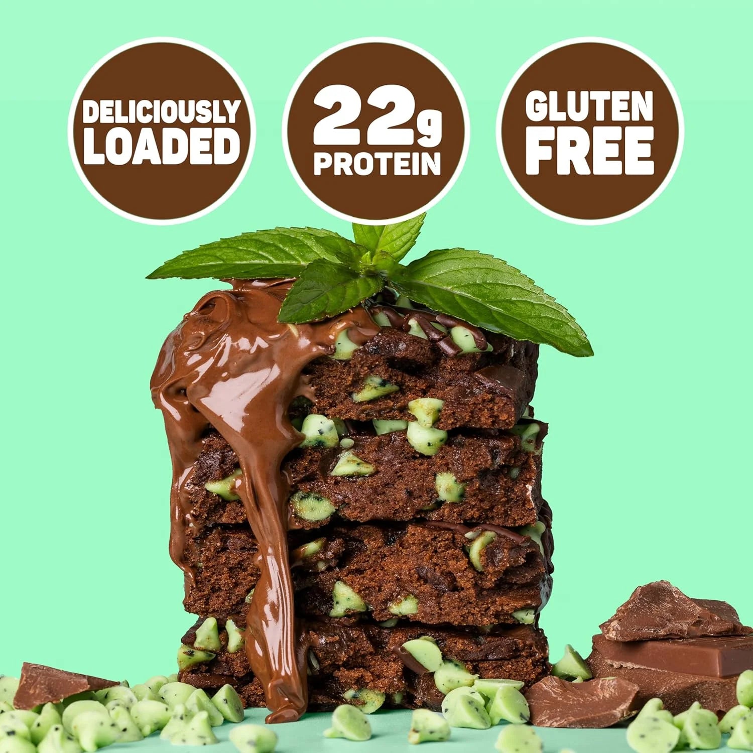Fit Crunch Loaded Cookie Protein Bar, High Protein, Gluten Free, Protein Snack (12 Cookie Bars, Mint Madness)