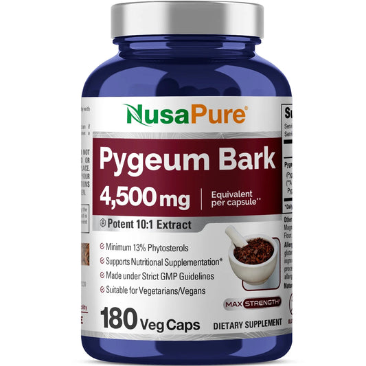 Pygeum Bark 4500Mg 180 Veggie Capsules, Non-Gmo and Gluten-Free, Dietary Supplement for Unisex Adult Health & Wellness