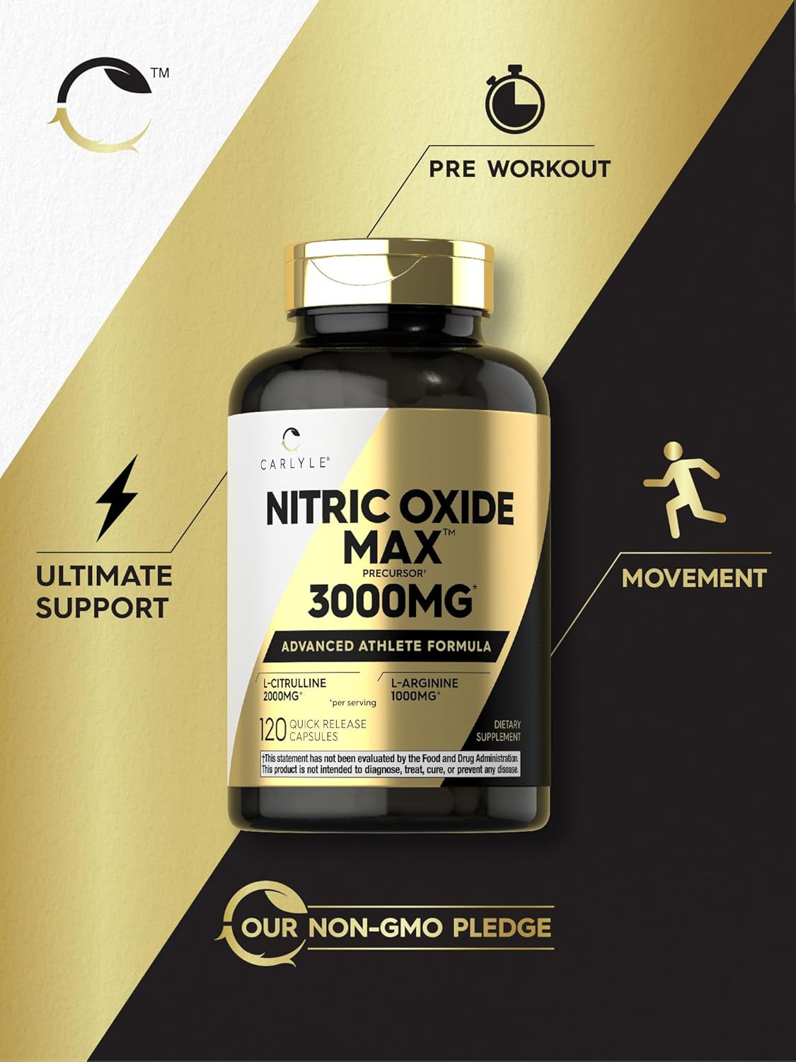 Nitric Oxide Supplement 3000Mg | 120 Capsules | Pre Workout with L-Arginine & L-