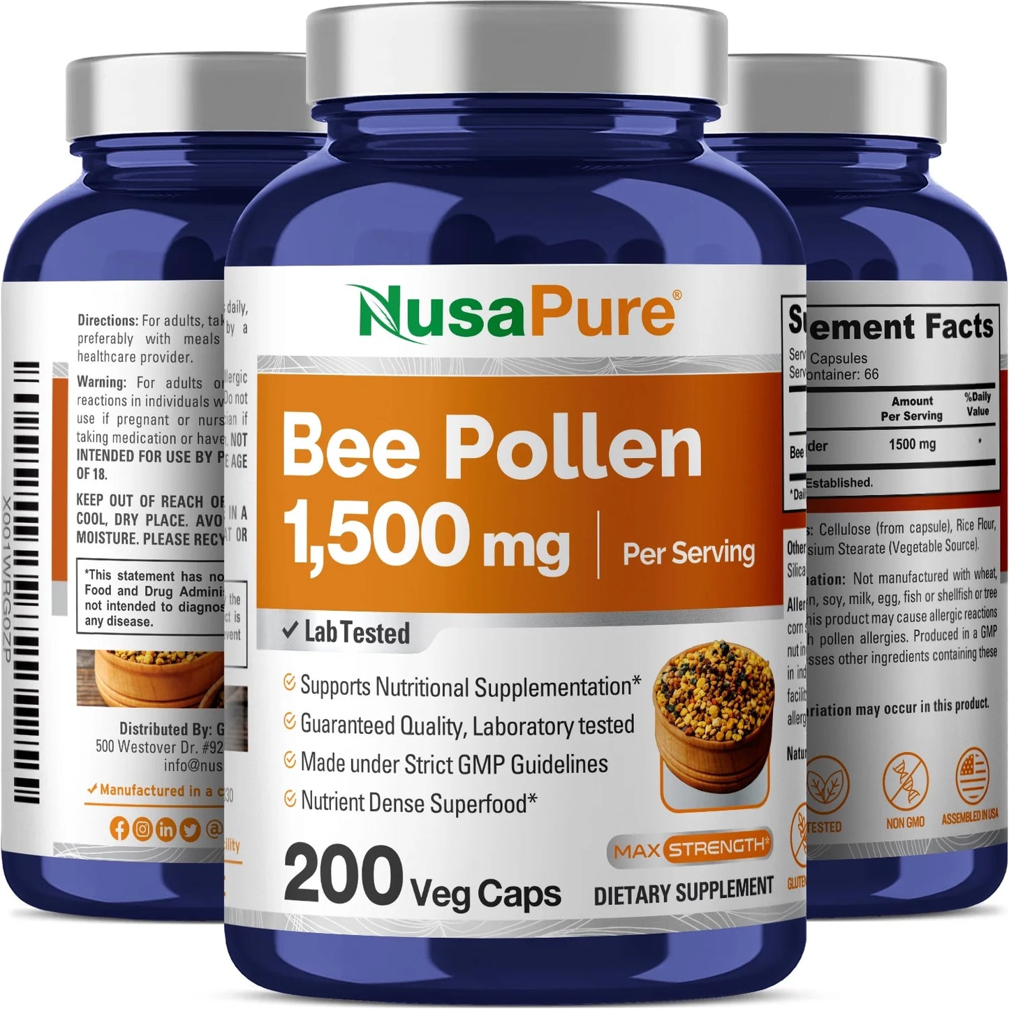 Bee Pollen 1500Mg Elevate Wellness with 200 Veggie Capsule - Unleash Better Health and Vitality, Dietary Supplement for Adult - Made in USA