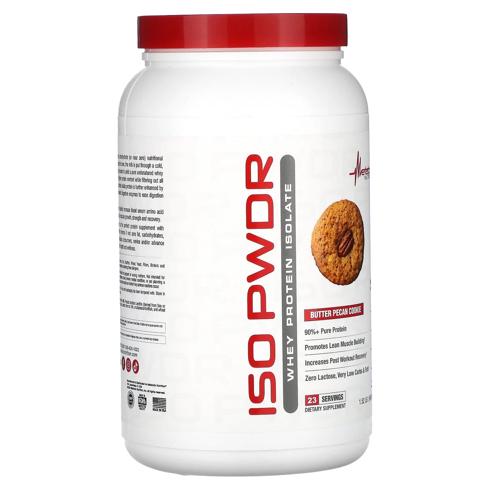 Isopwdr, Whey Protein Isolate, Butter Pecan Cookie, 1.52 Lbs (690 G)