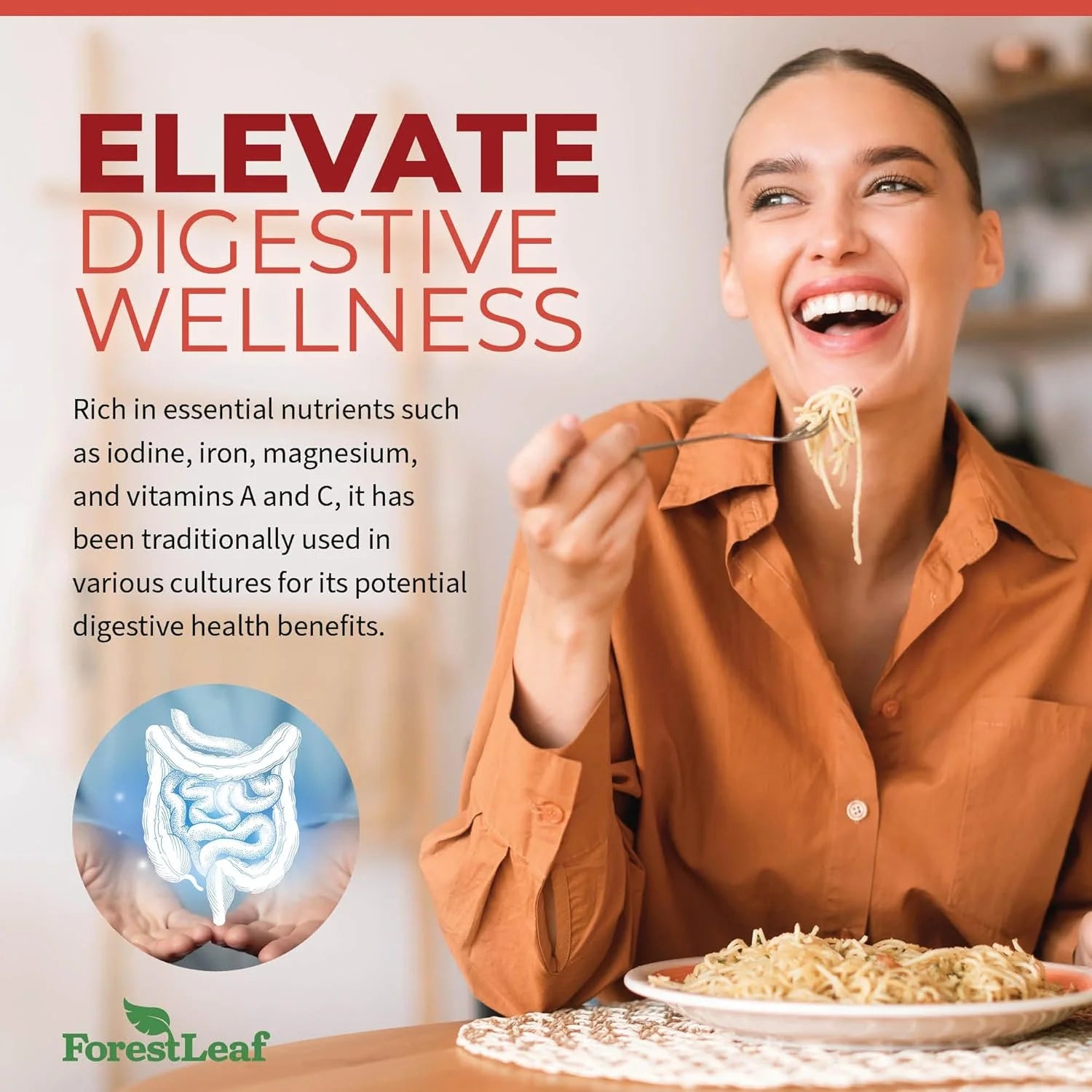 Organic Irish Sea Moss Supplement with Bladderwrack and Burdock Root for Digestive Health, 90 Vegetable Capsules