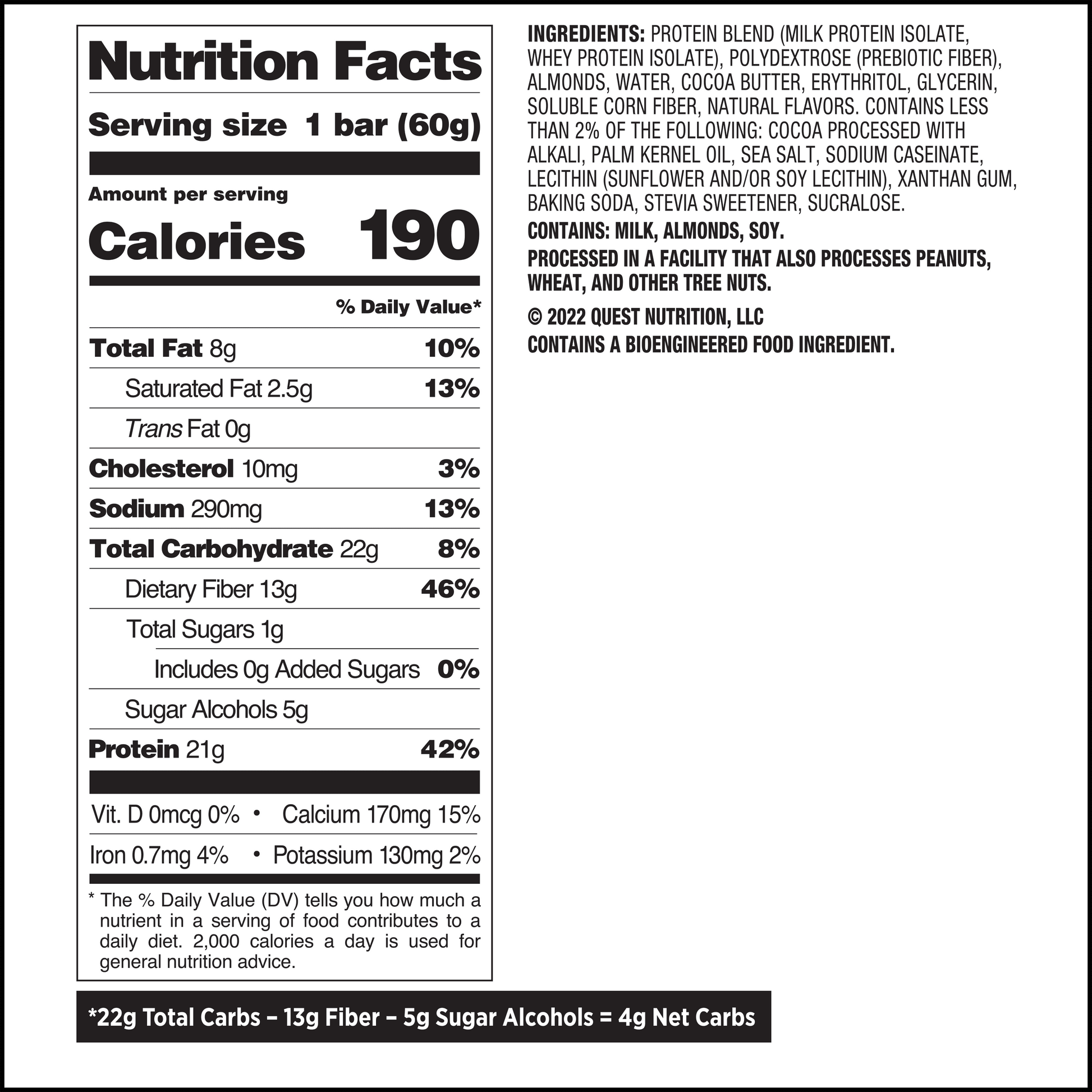 Quest Protein Bar, Cookies & Cream, High Protein, Gluten Free, 8 Count