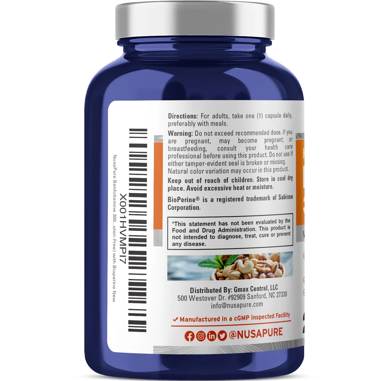 Benfotiamine 300Mg Capsules - 220 Veggie Caps, Non-Gmo, Vegan, Dietary Supplement for Adult Health & Wellness