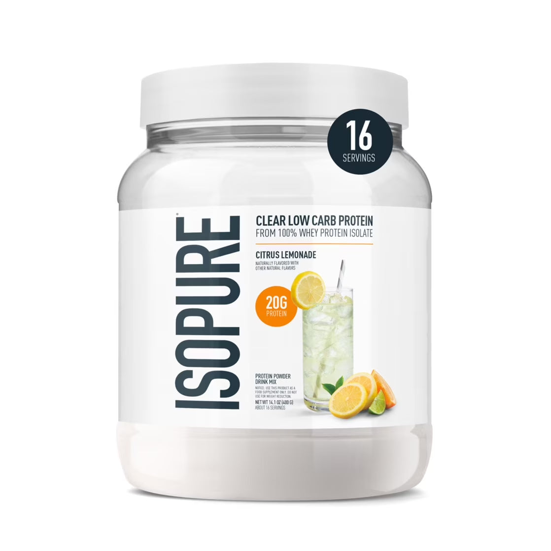 Clear Low Carb 100% Whey Protein Isolate Powder, Citrus Lemonade, 20G Protein, about 16 Servings