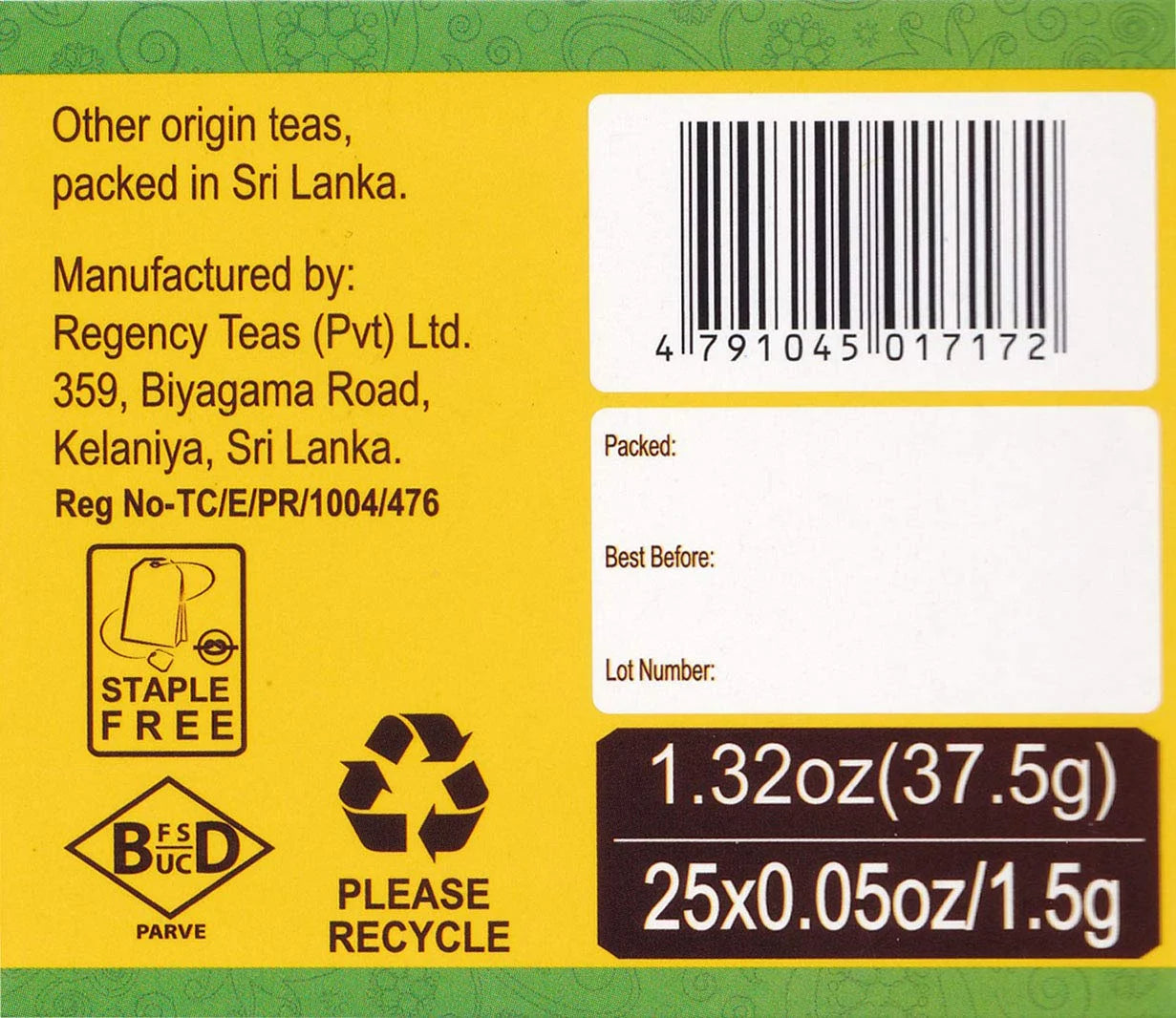 Green Tea with Turmeric - 25 Tea Bags - Wellness Herbal Supplement