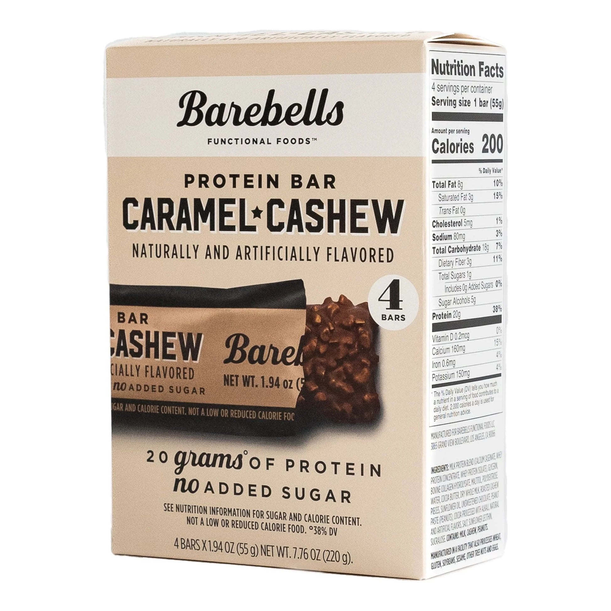 Protein Bars with 20G High Protein, 1.9Oz Bars, Caramel Cashew - 4 Count