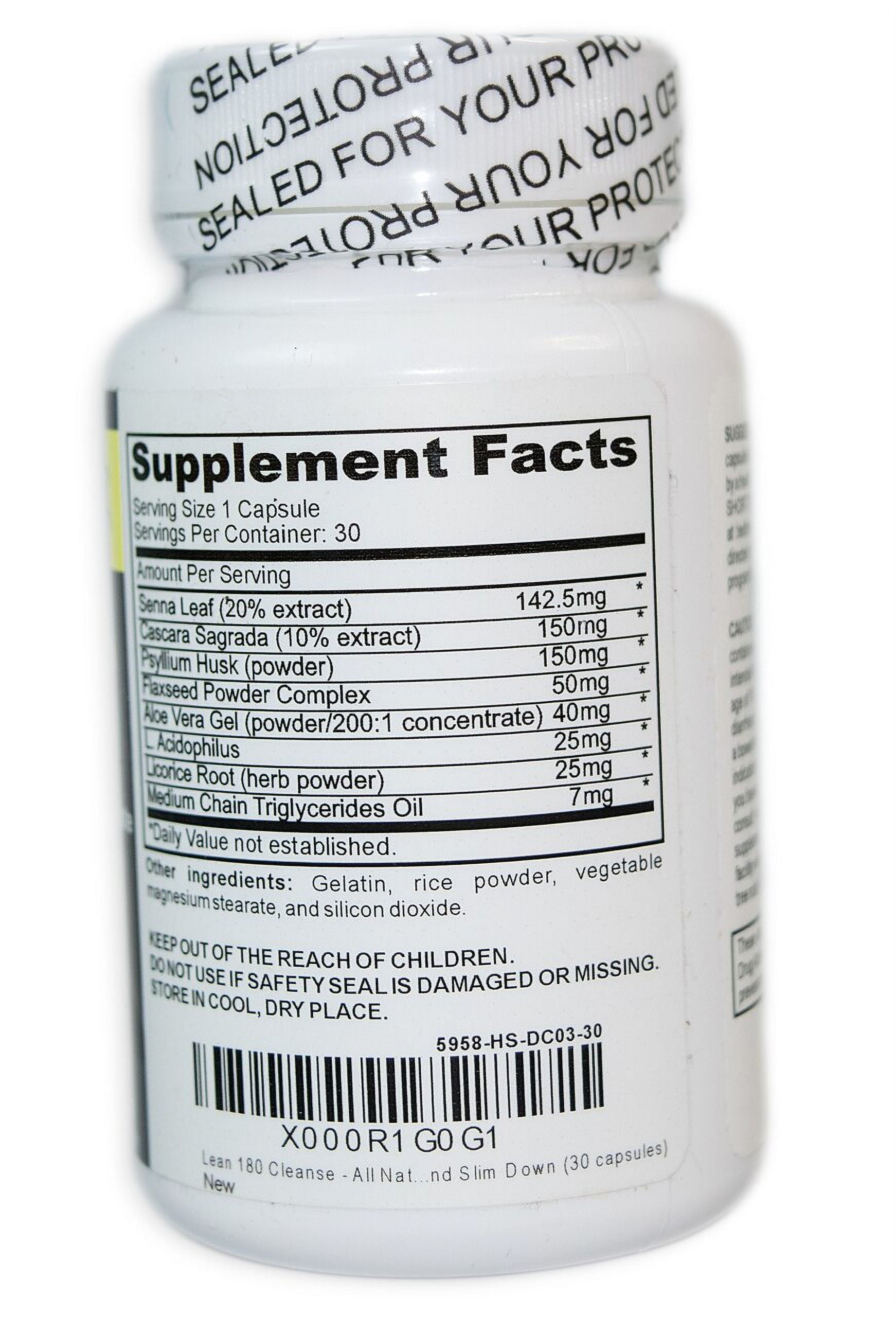 180 Cleanse Supplement - All Natural - Detox Your Body, Reduce Belly Bloating, Feel Better, Effective - Men and Women - 15 Day Formula - 30 Capsules