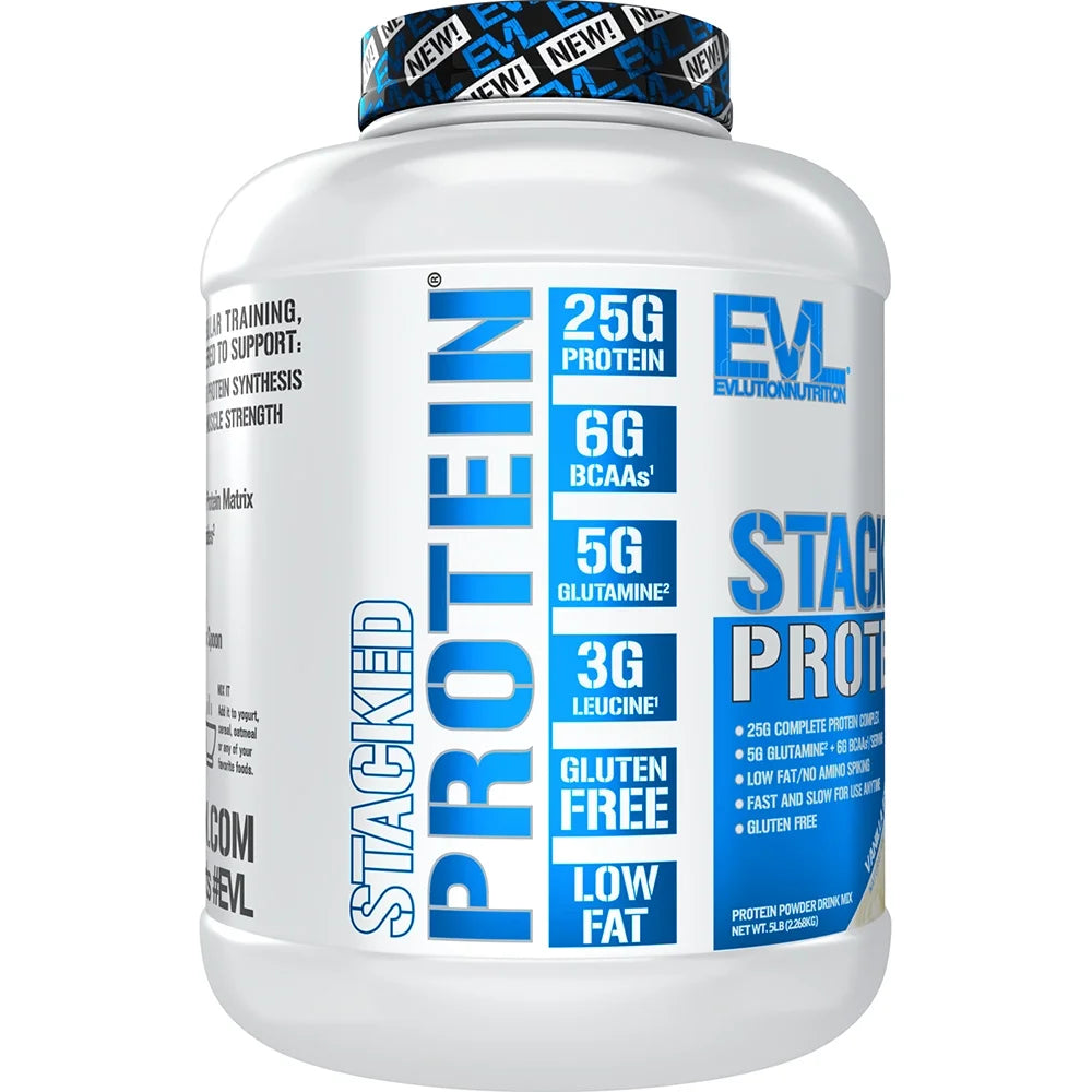 Stacked Protein Protein Powder with 25 Grams of Protein, 6 Grams of Bcaas and 5 Grams of Glutamine (Vanilla Ice Cream, 5 LB)