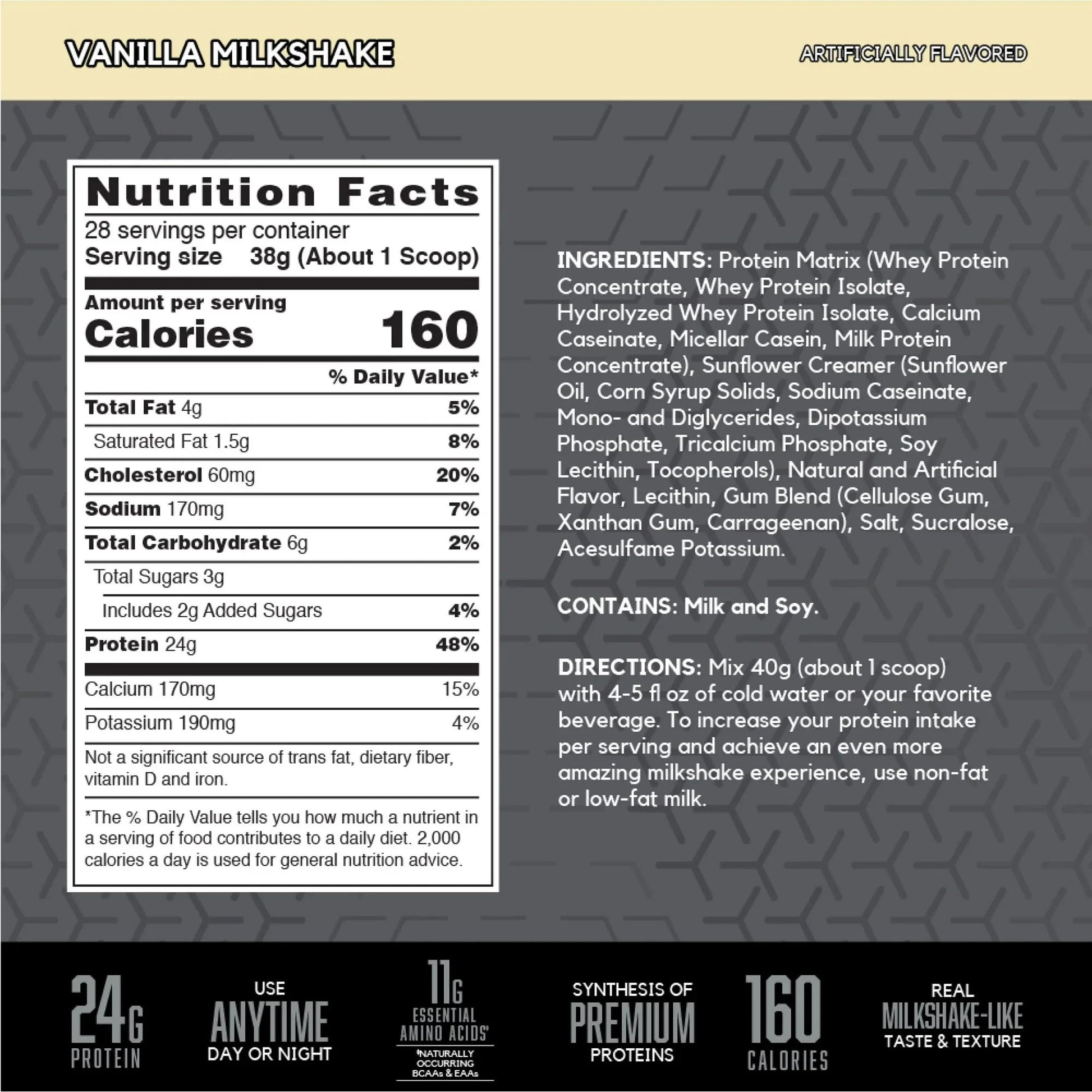 SYNTHA-6 Edge Protein Powder, Vanilla Protein Powder with Hydrolyzed Whey, Micellar Casein, Milk Protein Isolate, Low Sugar, 24G Protein, Vanilla Milkshake, 28 Servings