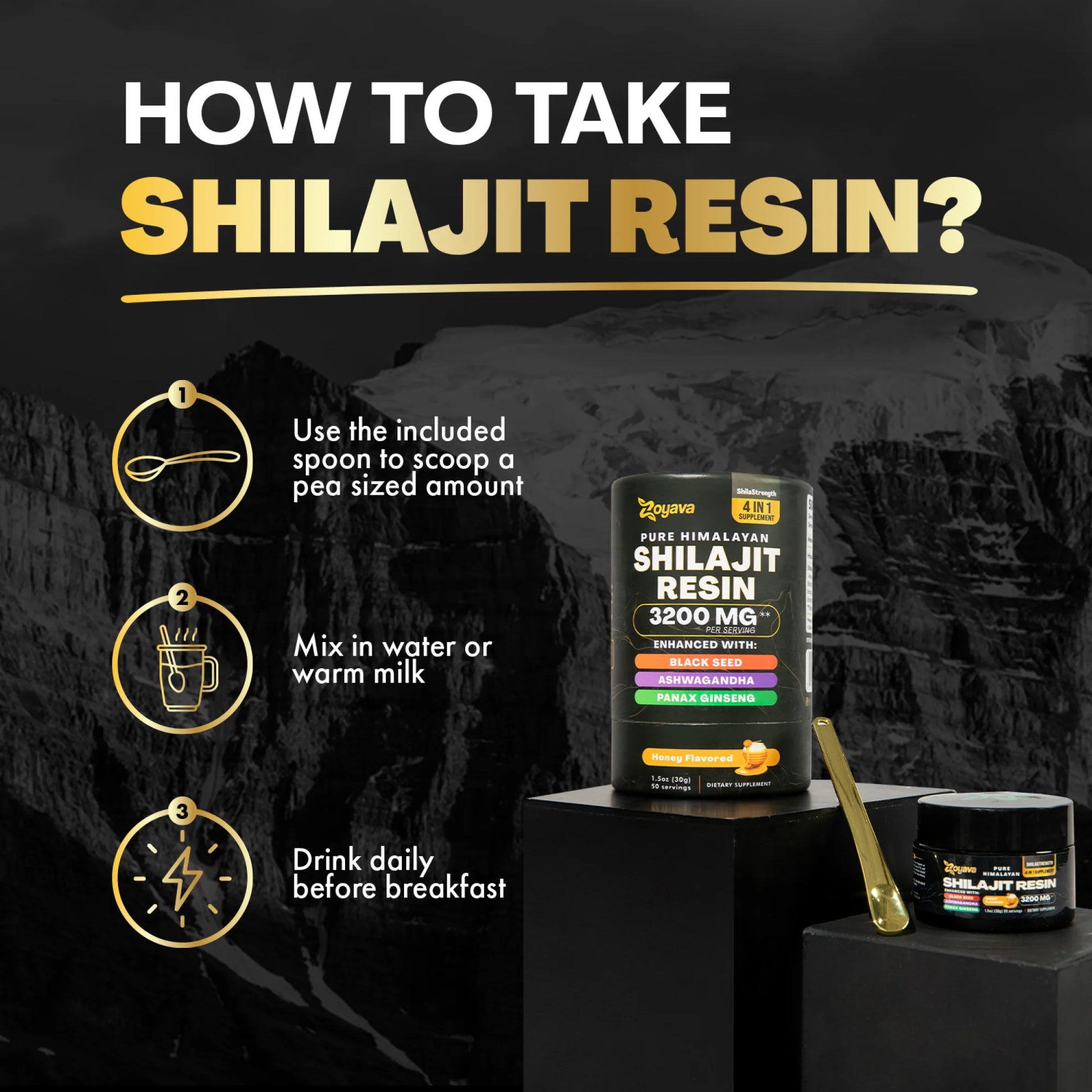 Shilajit Pure Himalayan Organic Resin, Natural Raw Black Seed, Ashwagandha, Panax Ginseng Shilajit for Men and Women, Fulvic Acid and Trace Minerals, Potent Herbal Blend for Enhanced Energy (Honey)
