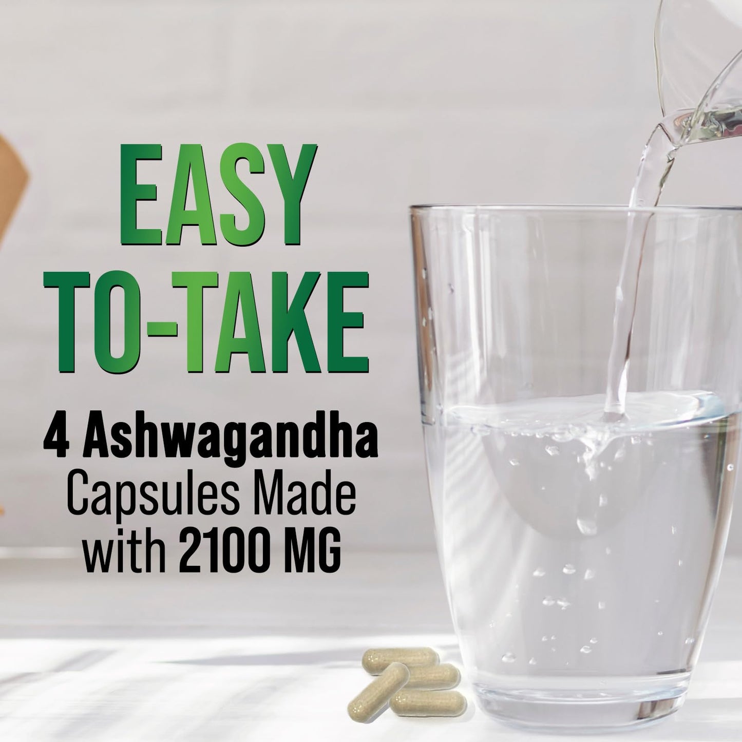 Ashwagandha 2100Mg - Extra Strength with Black Pepper for Max Absorption, Ashwagandha Powder and Root Supplements for Women & Men, Antioxidant Support, Vegan, Non-Gmo & Gluten Free - 60 Capsules