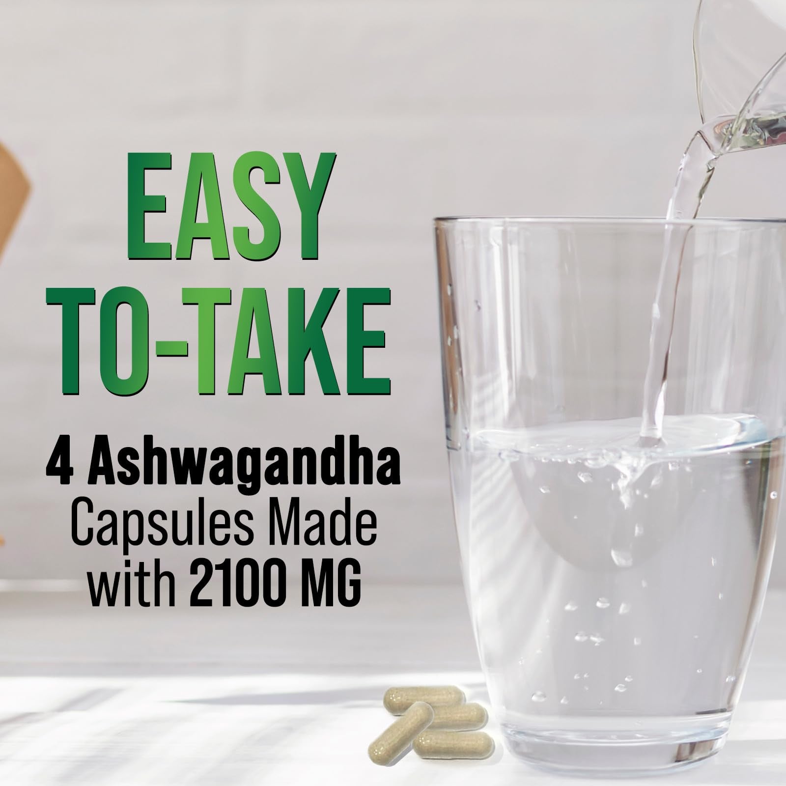 Ashwagandha 2100Mg - Extra Strength with Black Pepper for Max Absorption, Ashwagandha Powder and Root Supplements for Women & Men, Antioxidant Support, Vegan, Non-Gmo & Gluten Free - 60 Capsules