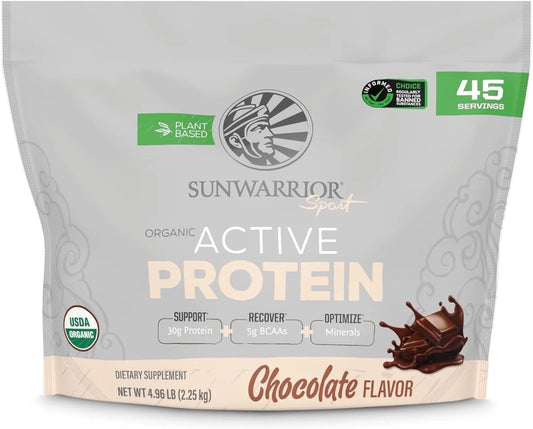 (2 Pack)  Organic Active Protein Vegan Protein Powder, Chocolate Flavor, 4.96 Lbs (45 Servings)