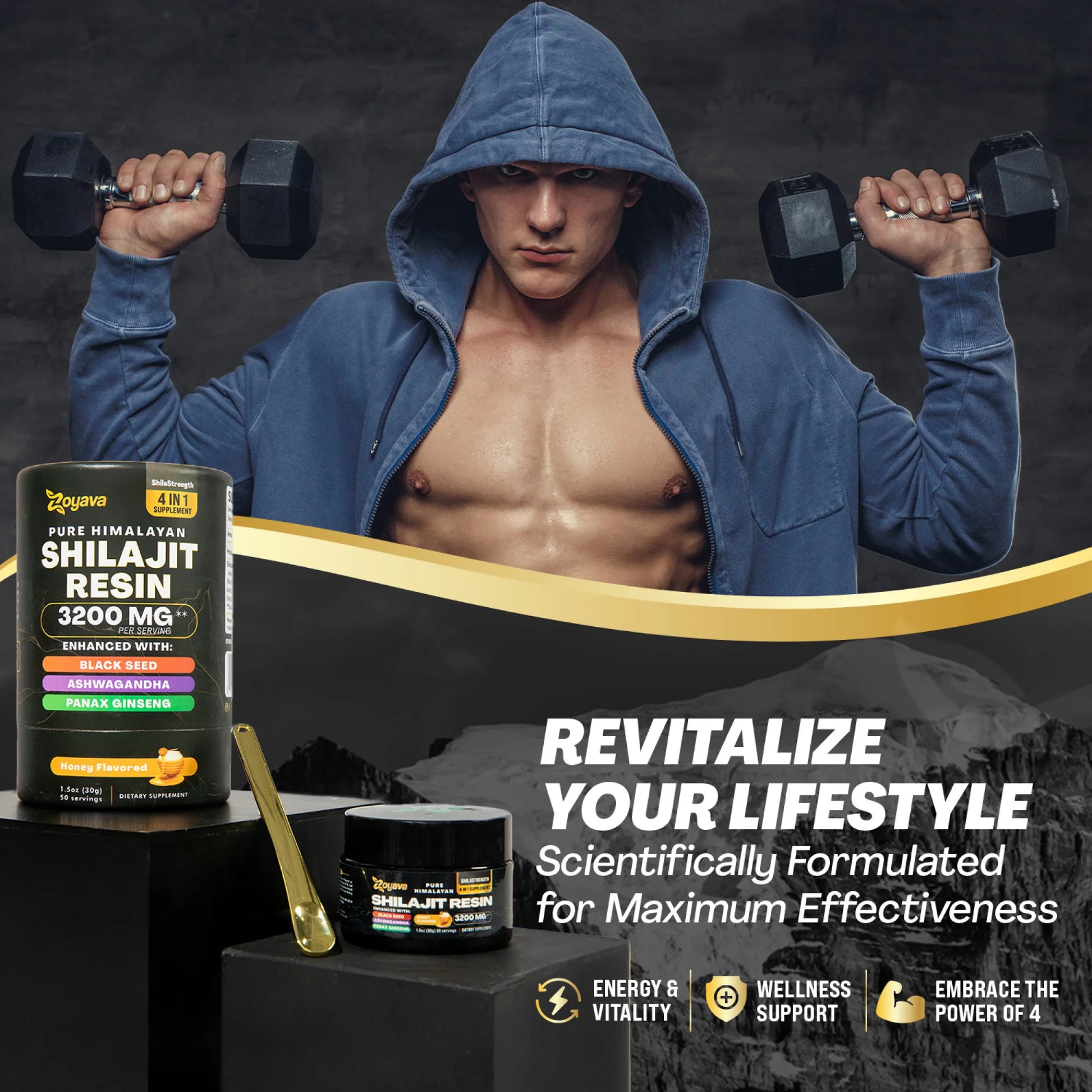 Shilajit Pure Himalayan Organic Resin, Natural Raw Black Seed, Ashwagandha, Panax Ginseng Shilajit for Men and Women, Fulvic Acid and Trace Minerals, Potent Herbal Blend for Enhanced Energy (Honey)