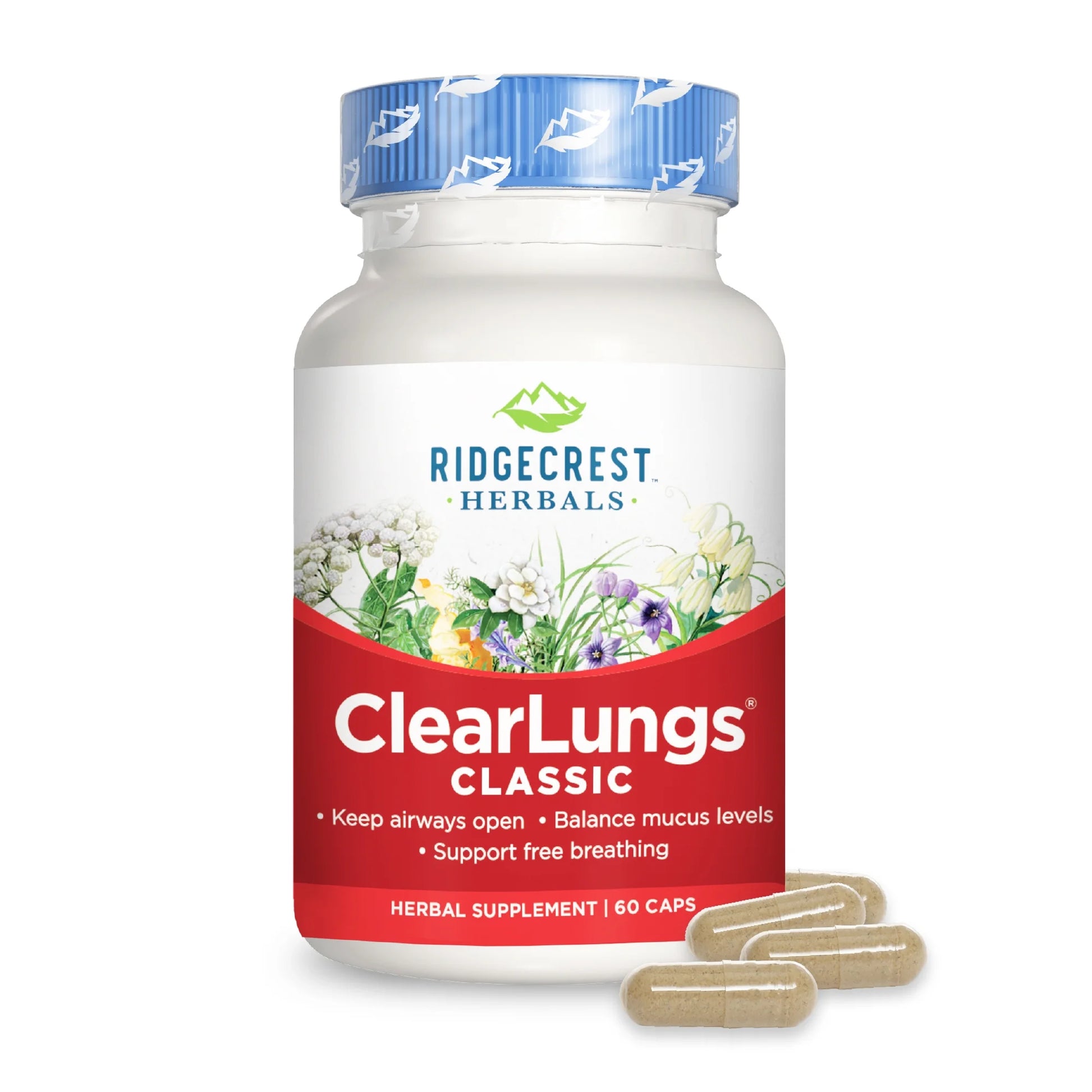 Clearlungs Classic, Natural Lung and Nasal Daily Health Supplement for Bronchial, Respiratory, Immune, Sinus, and Mucus Wellness Support, Herbal Formula (60 Caps, 30 Serv)