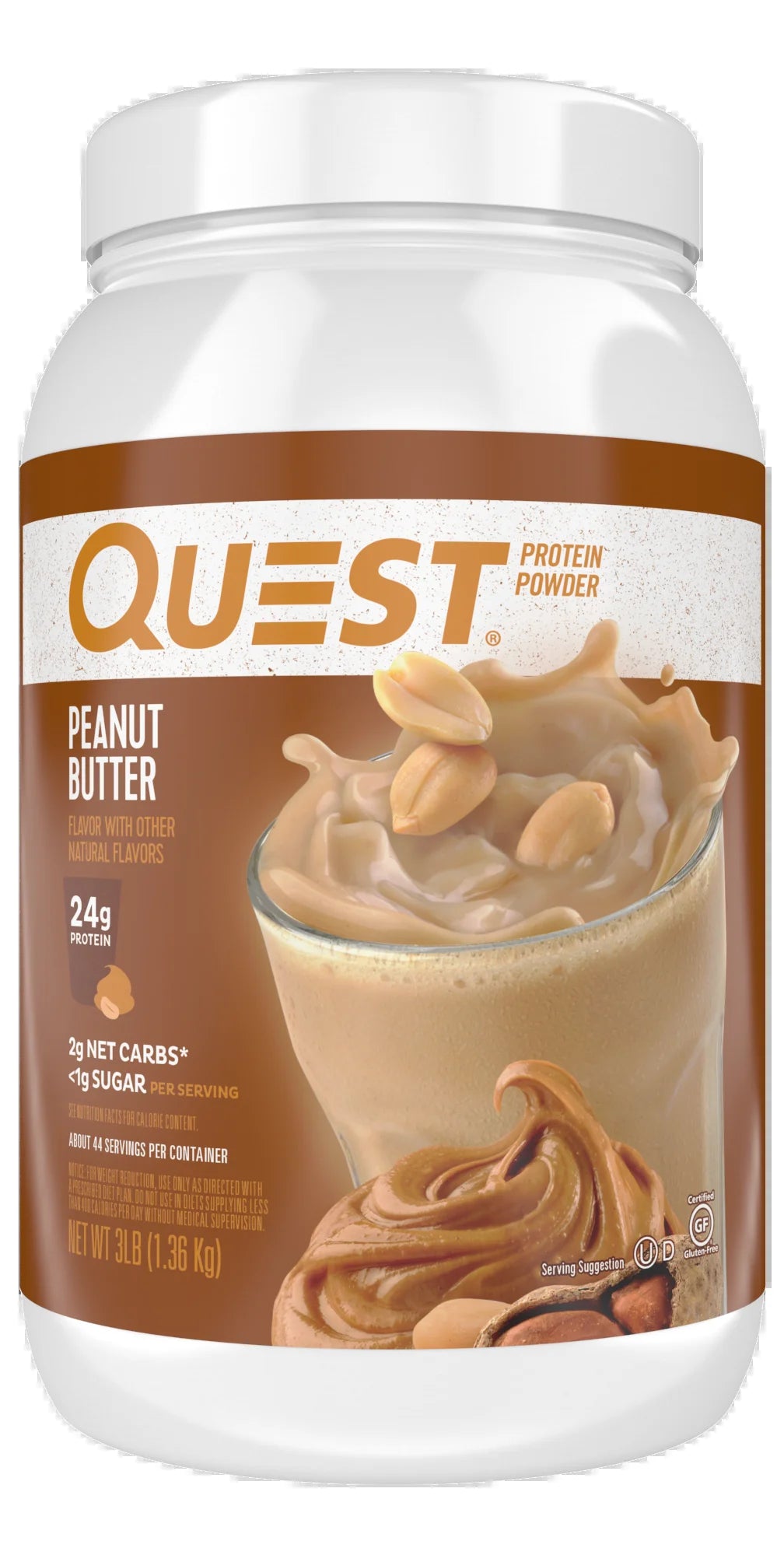 Quest Protein Powder, Peanut Butter, 24G Protein, 3Lb, 48Oz