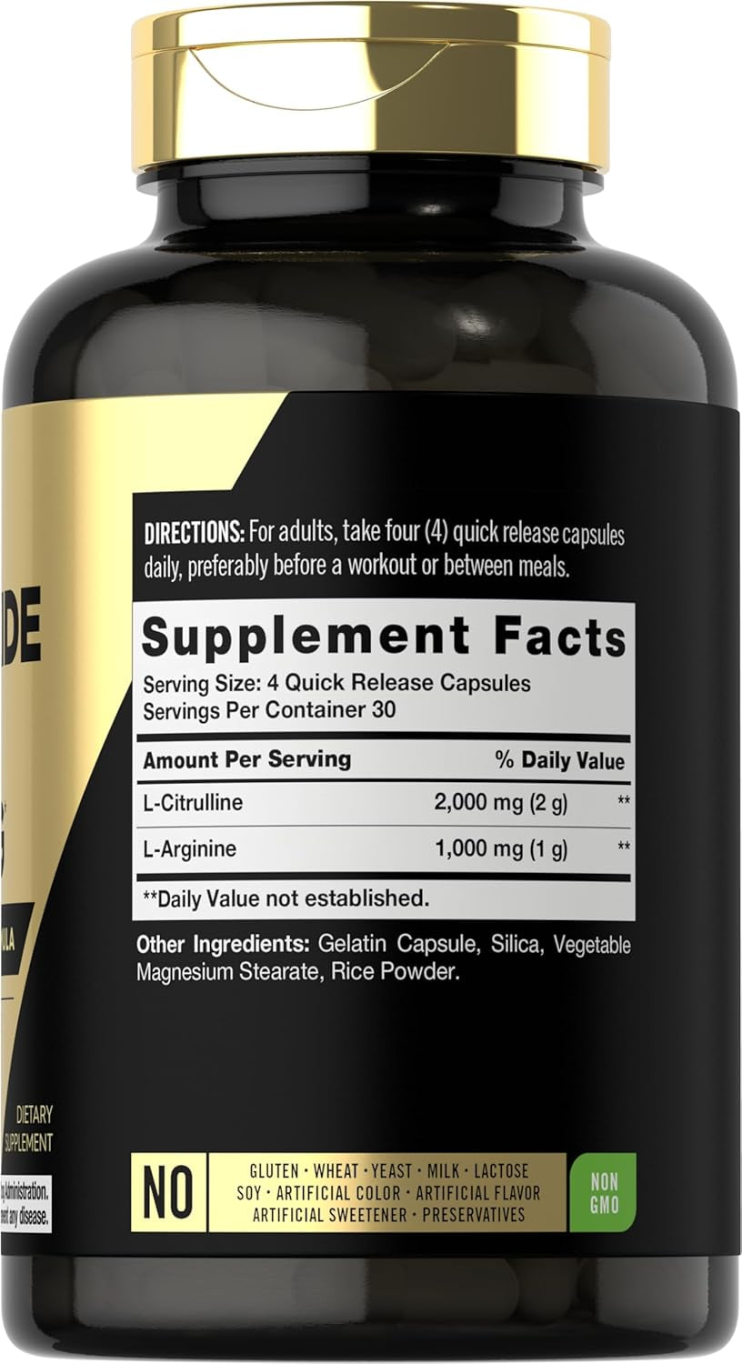 Nitric Oxide Supplement 3000Mg | 120 Capsules | Pre Workout with L-Arginine & L-