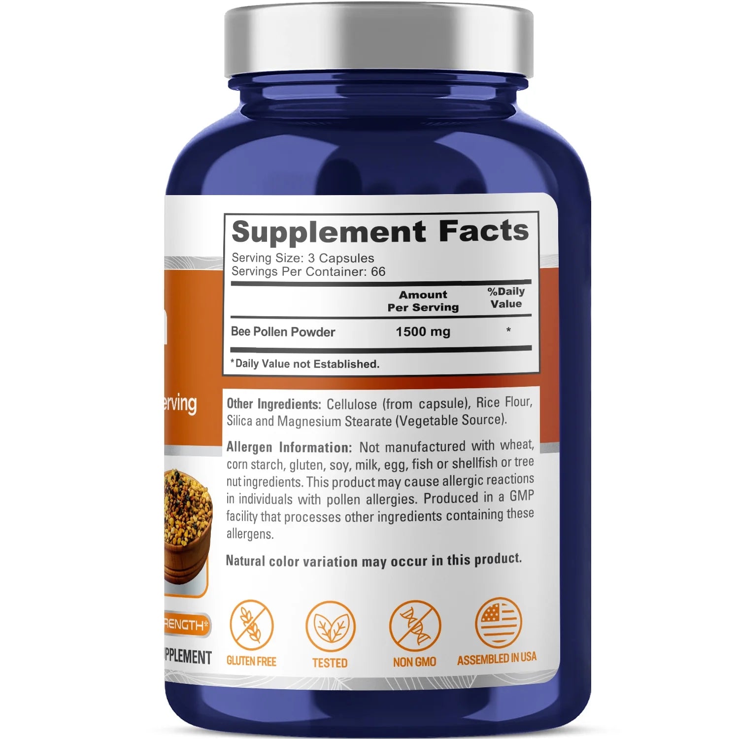 Bee Pollen 1500Mg Elevate Wellness with 200 Veggie Capsule - Unleash Better Health and Vitality, Dietary Supplement for Adult - Made in USA