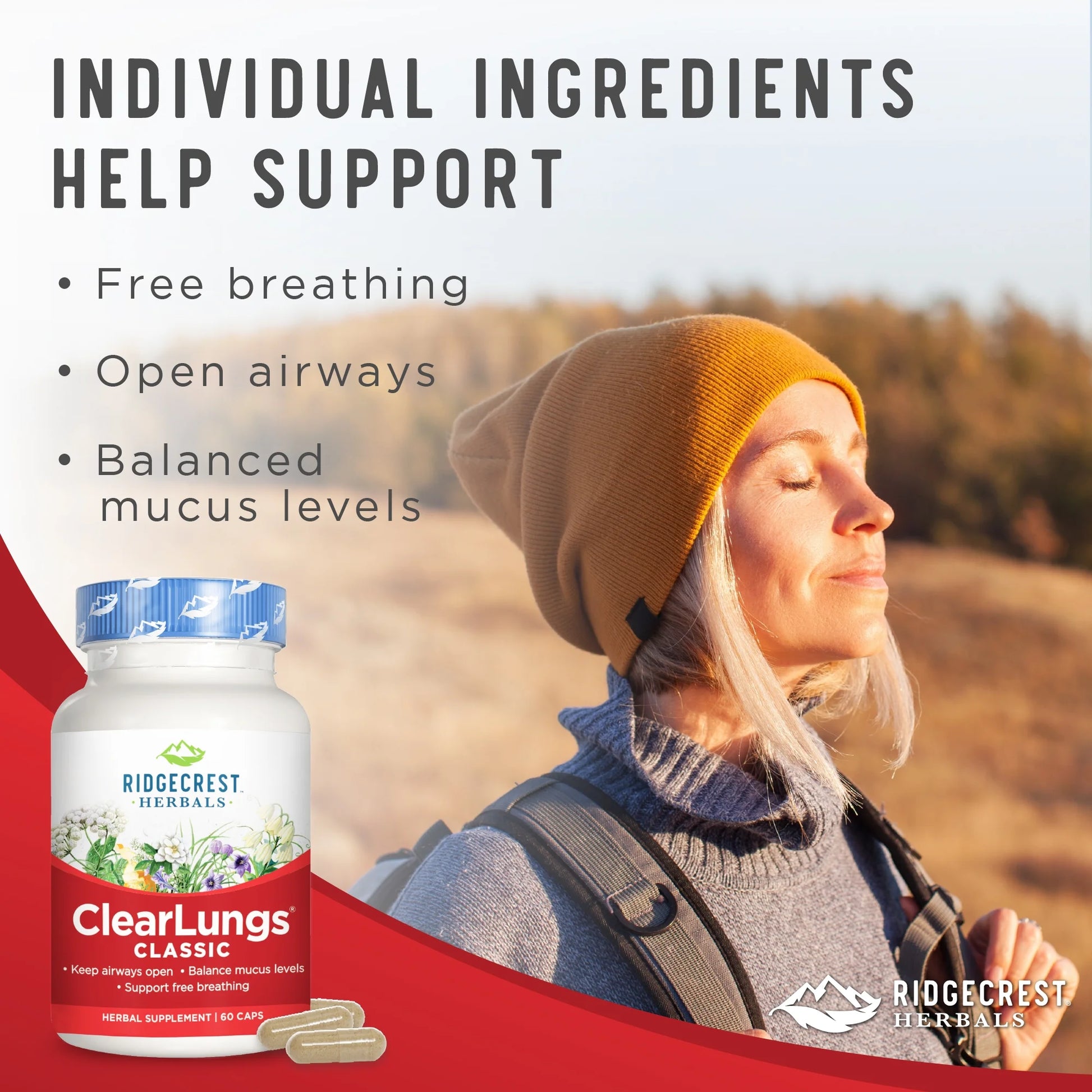 Clearlungs Classic, Natural Lung and Nasal Daily Health Supplement for Bronchial, Respiratory, Immune, Sinus, and Mucus Wellness Support, Herbal Formula (60 Caps, 30 Serv)