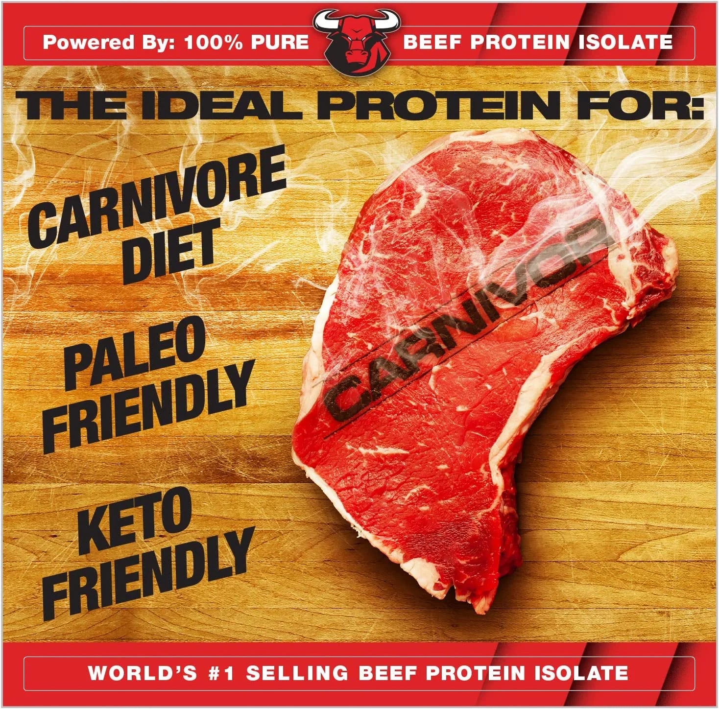 CARNIVOR Beef Protein Isolate, Muscle Building & Recovery, Lactose Free, Sugar Free, Fat Free, Chocolate, 2.25 Lbs, 28 Servings
