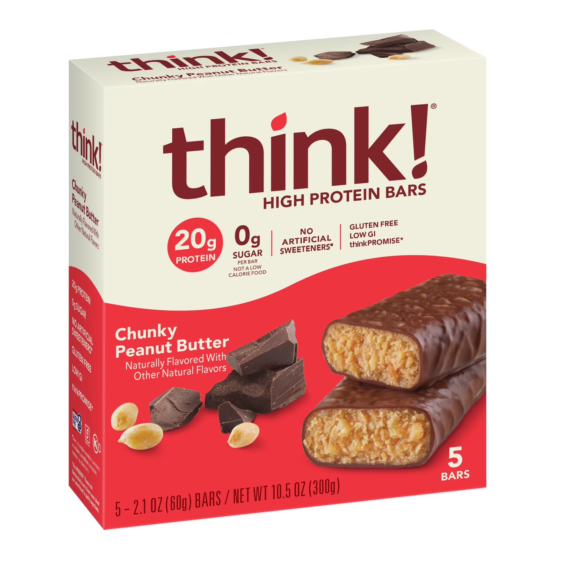 High Protein Bar, Chunky Peanut Butter, 20G Protein, 5 Count