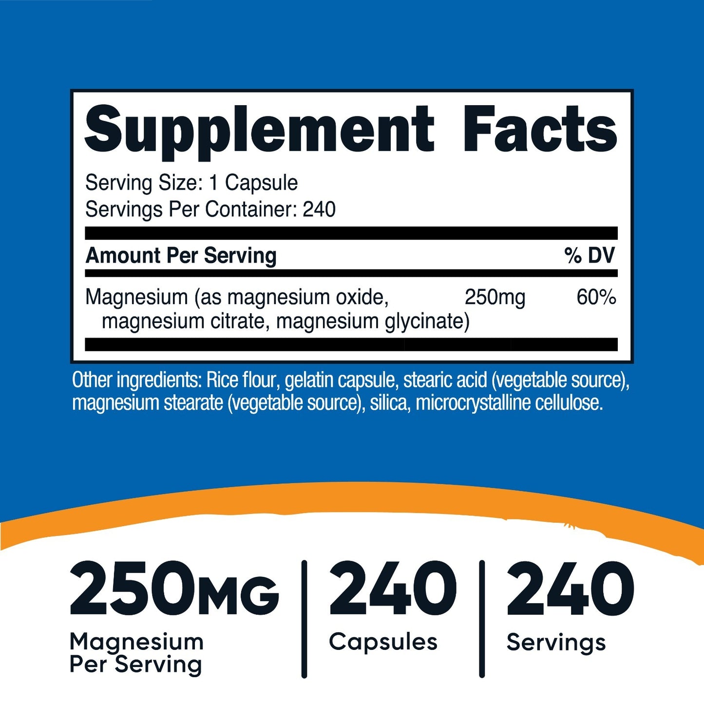 Nutricost Magnesium Complex 250Mg, 240 Capsules - Gluten Free and Non-Gmo