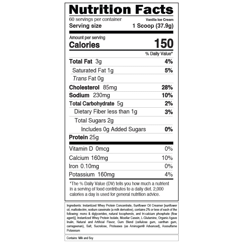 Stacked Protein Protein Powder with 25 Grams of Protein, 6 Grams of Bcaas and 5 Grams of Glutamine (Vanilla Ice Cream, 5 LB)