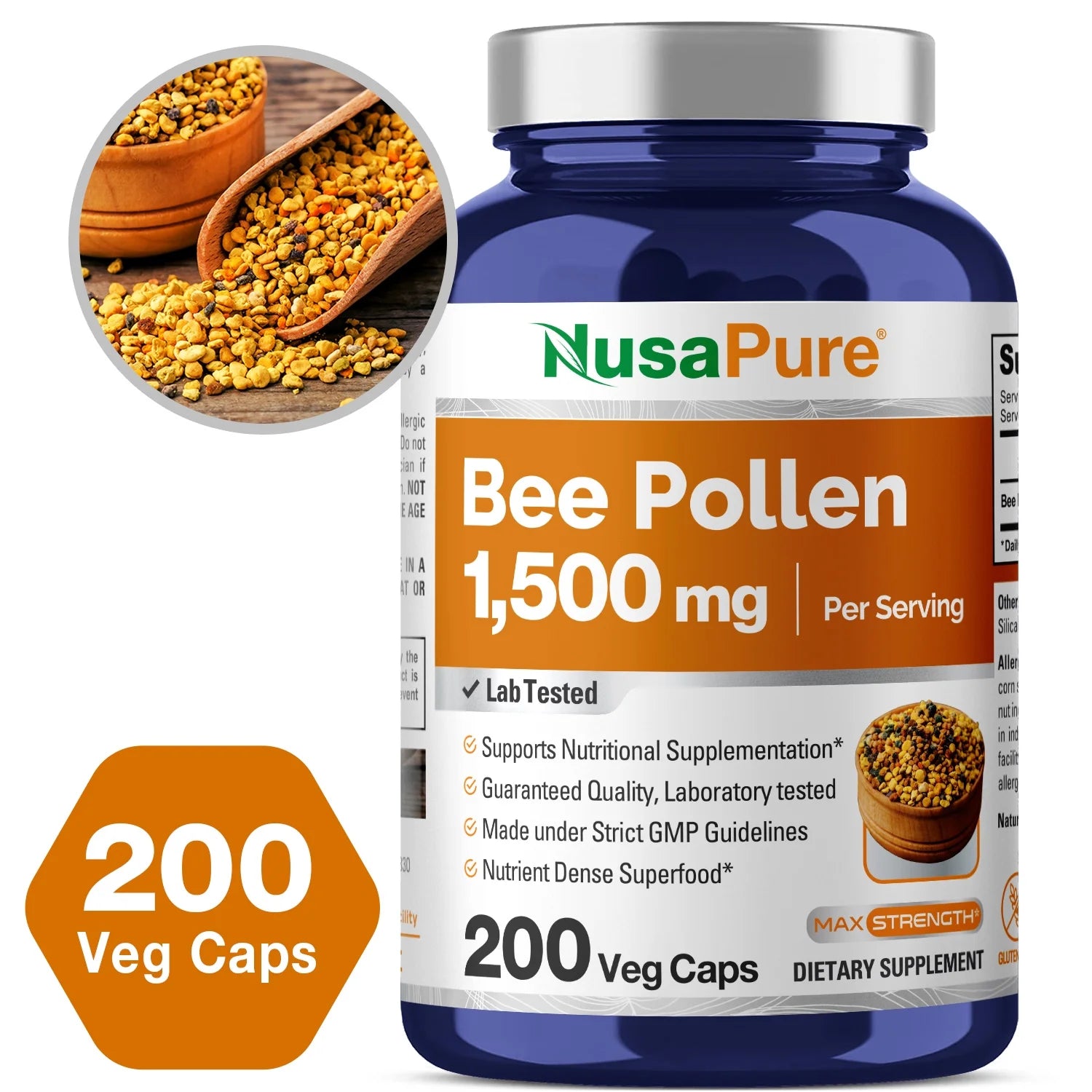 Bee Pollen 1500Mg Elevate Wellness with 200 Veggie Capsule - Unleash Better Health and Vitality, Dietary Supplement for Adult - Made in USA