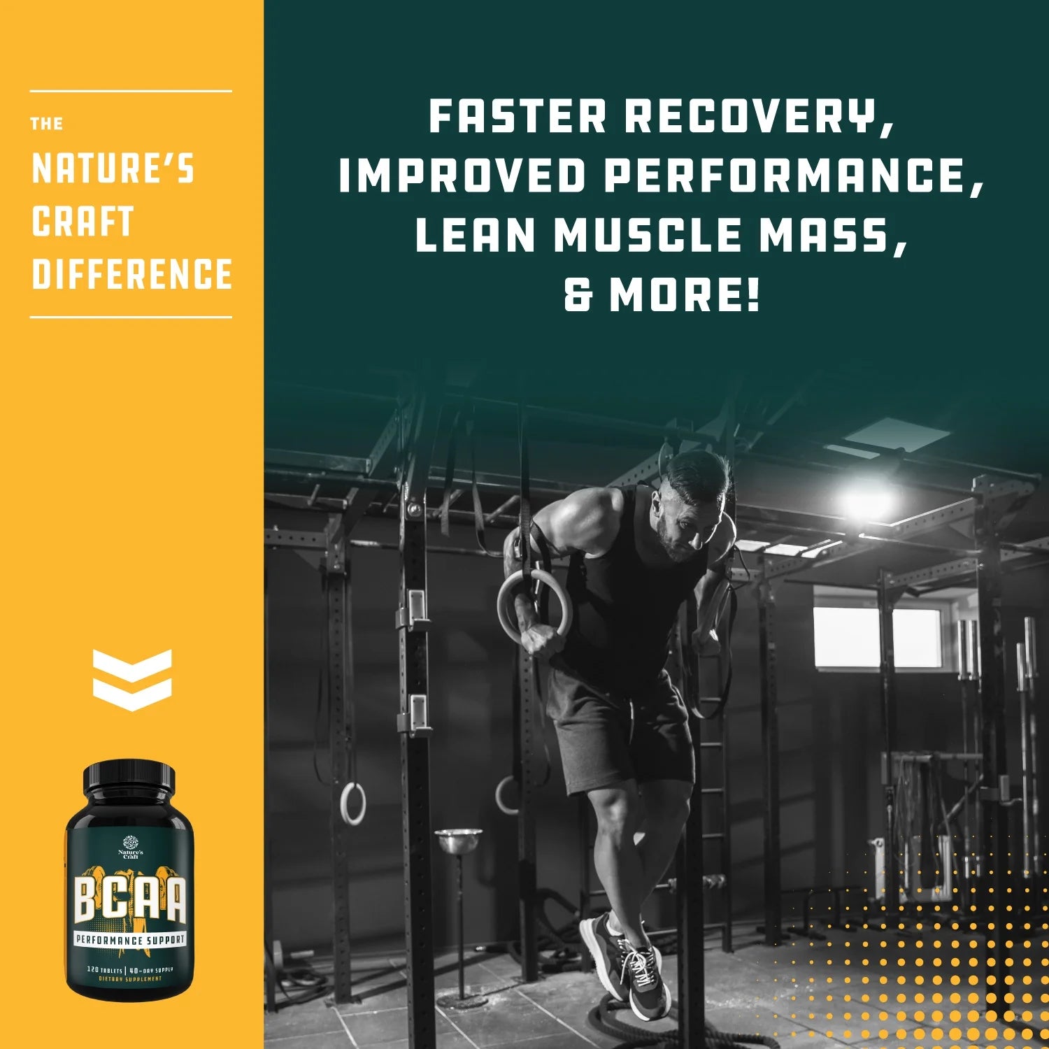 Branch Chain Amino Acids Supplement for Men and Women - Vegan BCAA Tablets Post Workout Muscle Recovery and Muscle Growth Support 120Ct