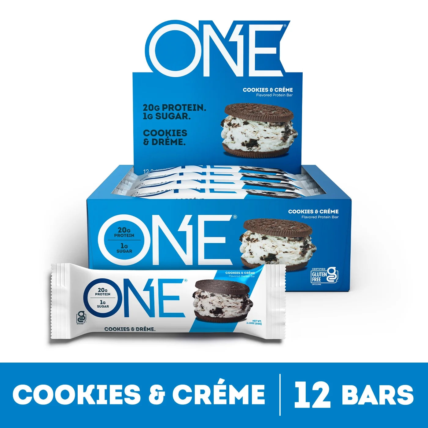 Protein Bar, Cookies & Crème, 20G Protein, 12 Count
