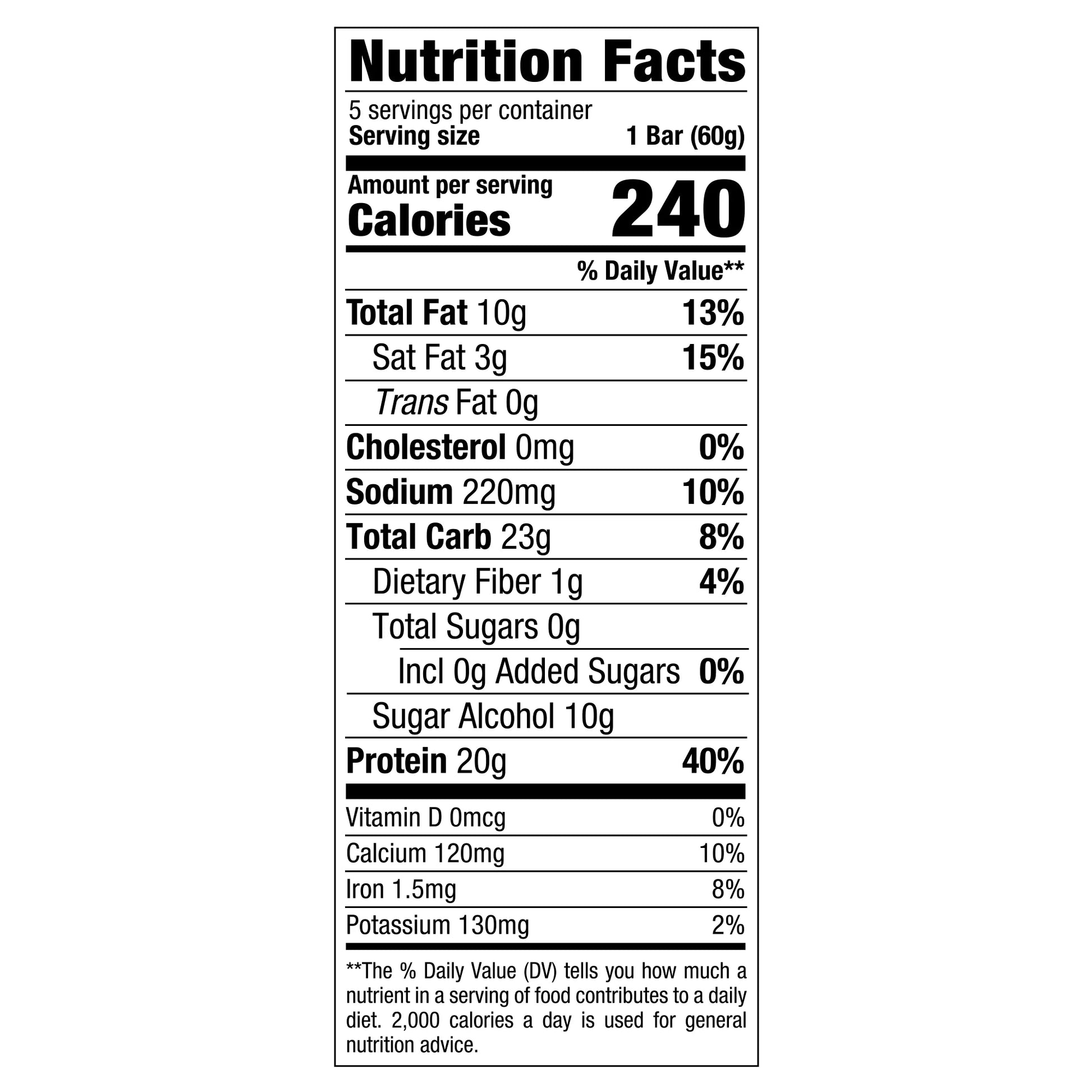 High Protein Bar, Chunky Peanut Butter, 20G Protein, 5 Count