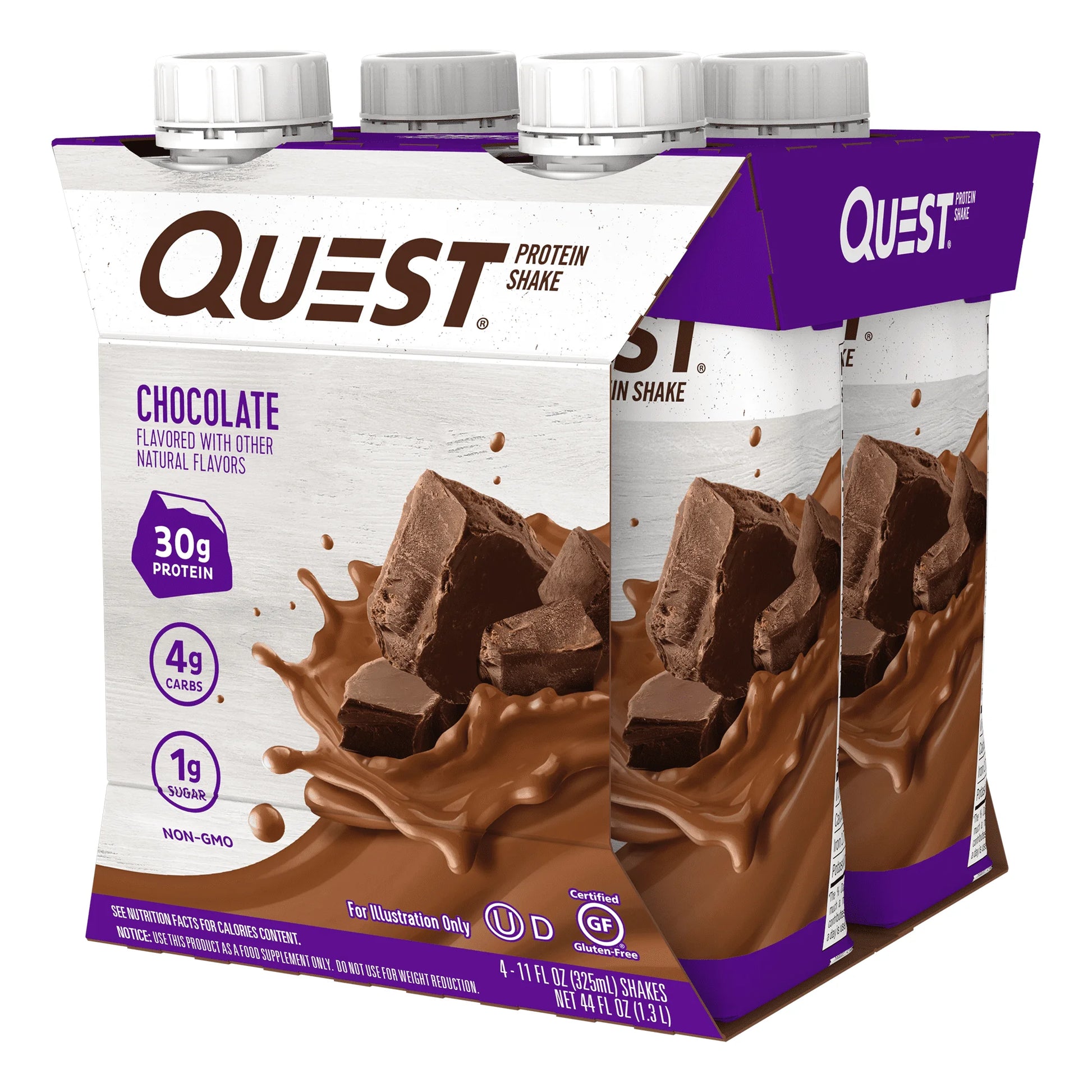 Quest Protein Shake, Chocolate, 30G Protein, Gluten Free, 4 Count
