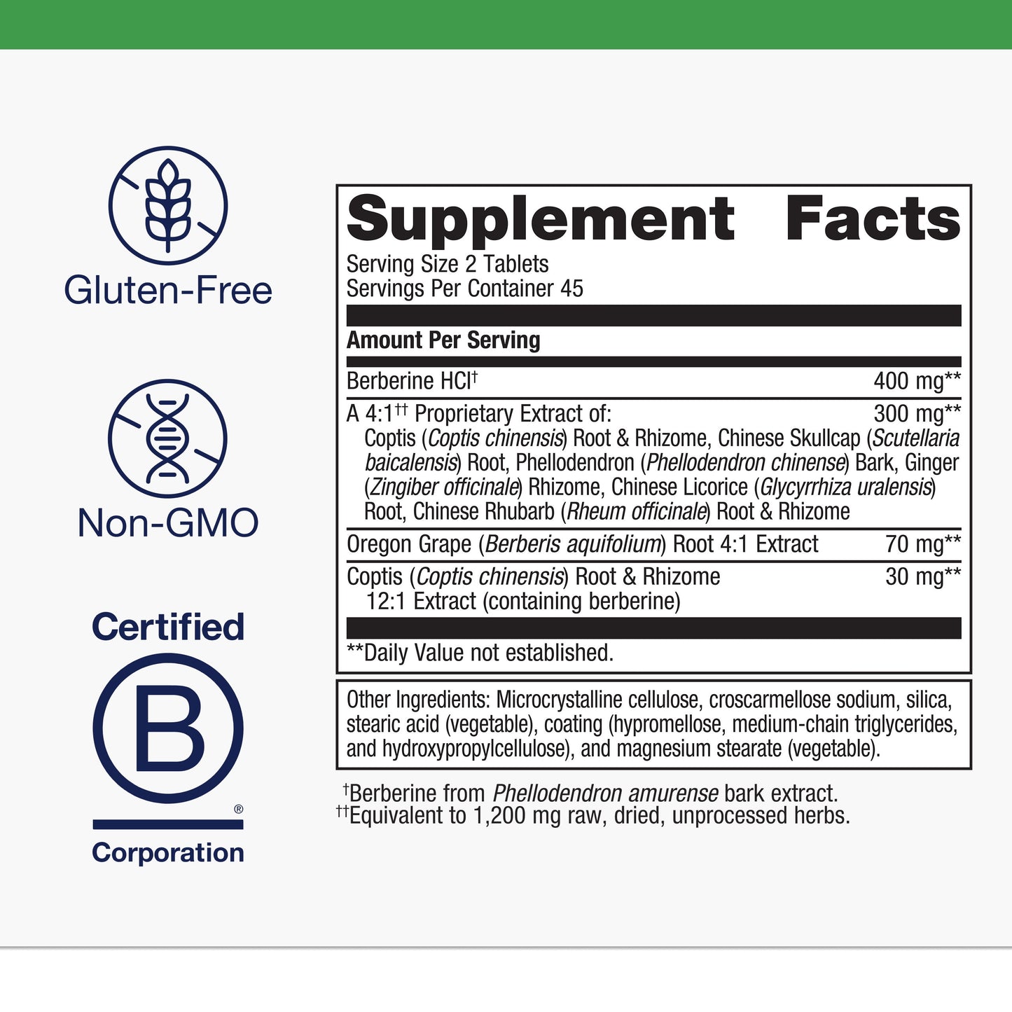 Candibactin-Br - Concentrated Berberine for Intestinal Support* - with Berberine, Oregon Grape & Coptis Root Extract - Gut Health Supplements* - Gluten-Free - Vegetarian - 90 Tablets