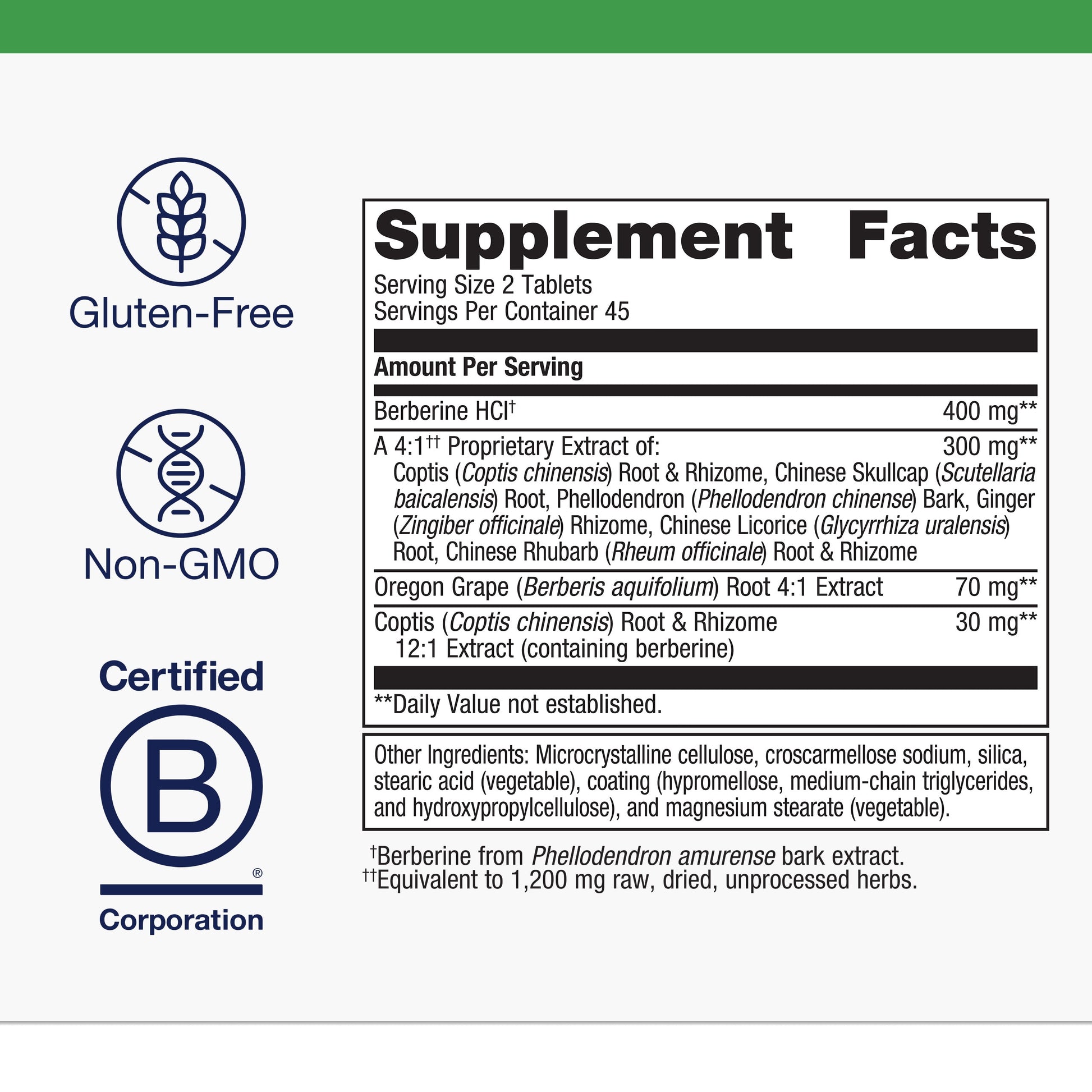 Candibactin-Br - Concentrated Berberine for Intestinal Support* - with Berberine, Oregon Grape & Coptis Root Extract - Gut Health Supplements* - Gluten-Free - Vegetarian - 90 Tablets