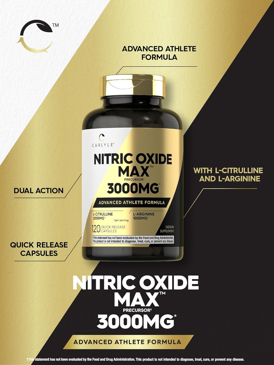 Nitric Oxide Supplement 3000Mg | 120 Capsules | Pre Workout with L-Arginine & L-
