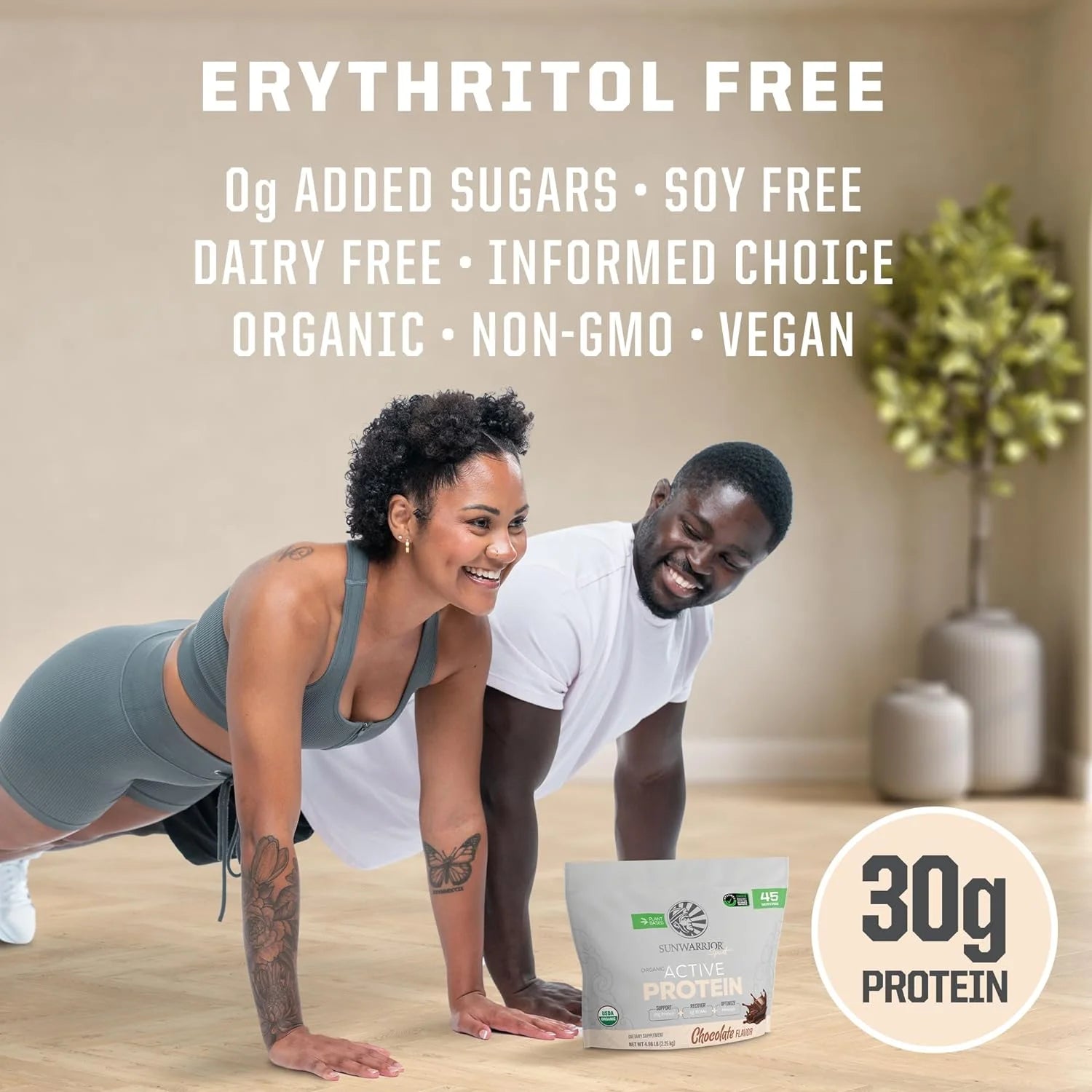 (2 Pack)  Organic Active Protein Vegan Protein Powder, Chocolate Flavor, 4.96 Lbs (45 Servings)