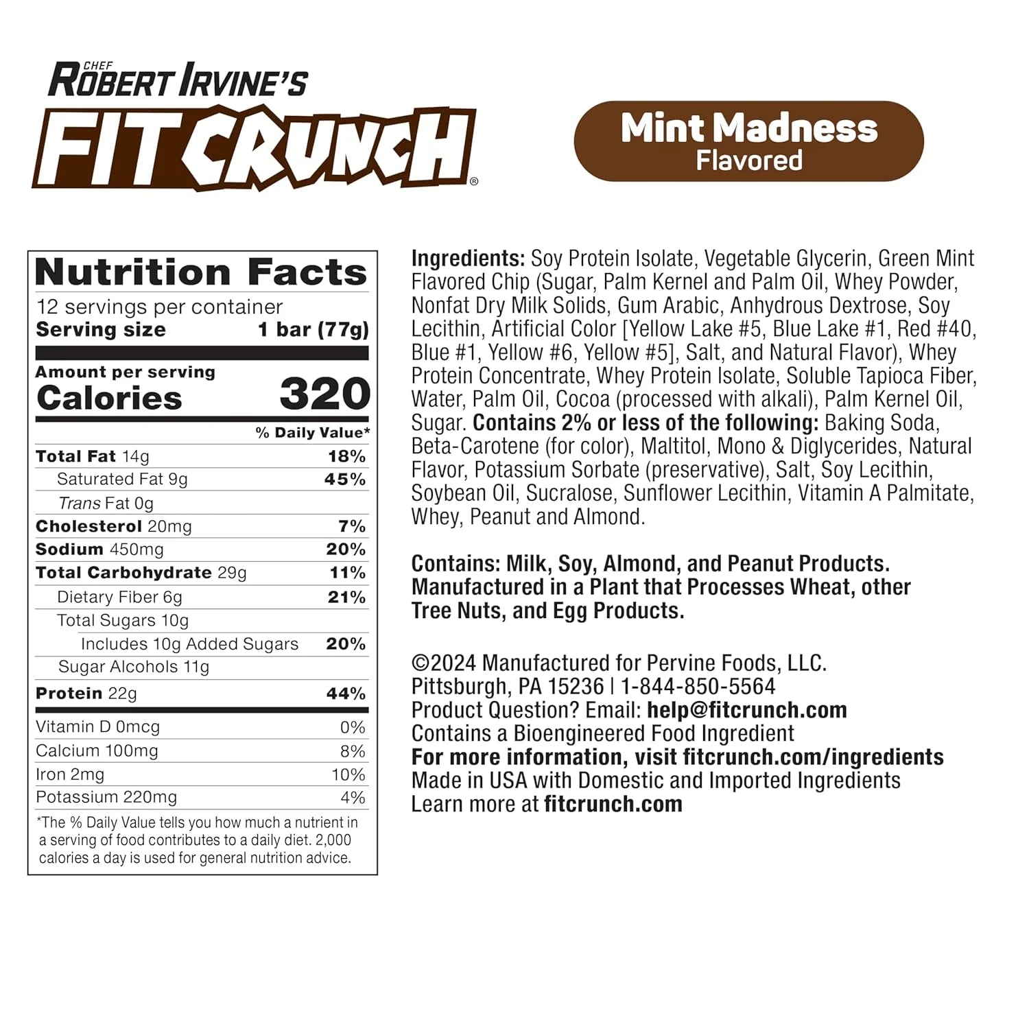 Fit Crunch Loaded Cookie Protein Bar, High Protein, Gluten Free, Protein Snack (12 Cookie Bars, Mint Madness)