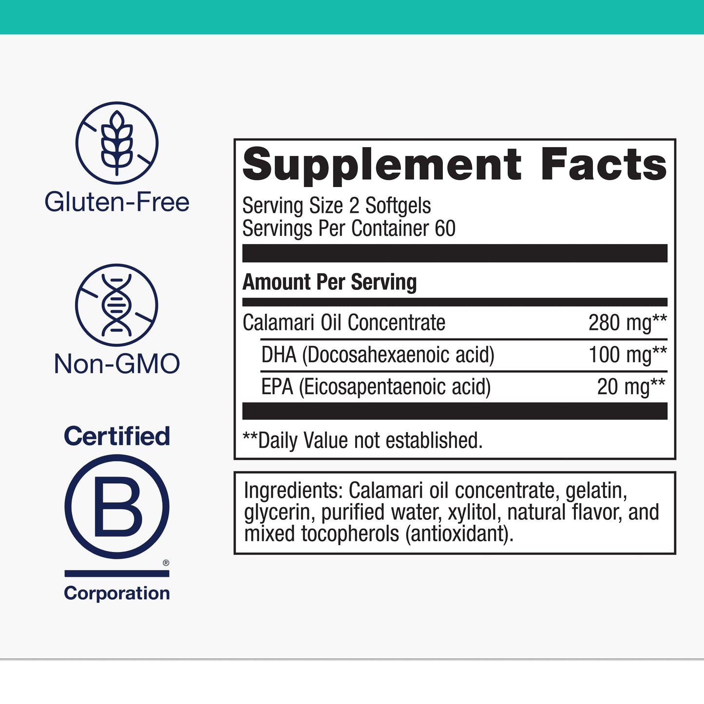 Metakids DHA - Kids DHA & EPA Supplement - for Brain Health & Support* - Immune Support* - from Calamari Oil - Natural Fruit Flavor - 120 Softgels