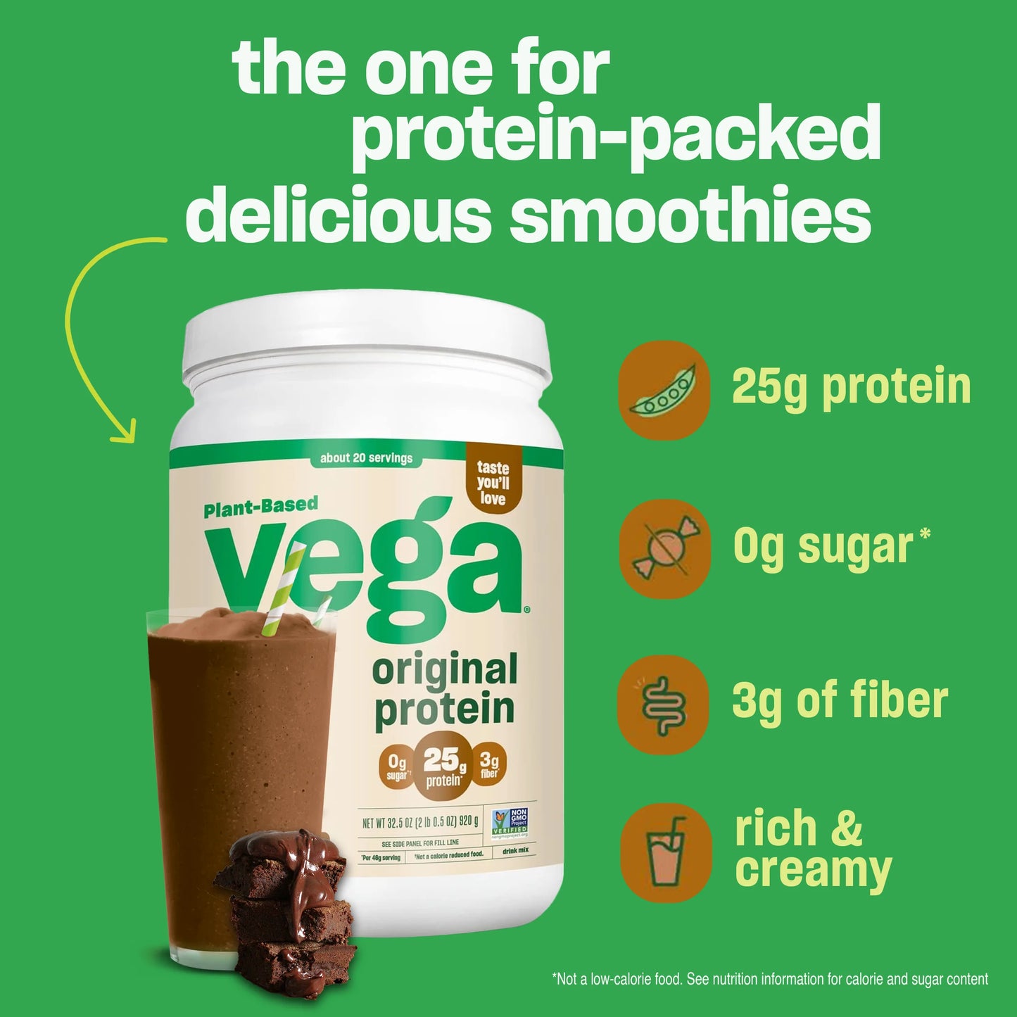 Original Protein Plant-Based Protein Powder, Chocolate, 20 Servings (32.5Oz)