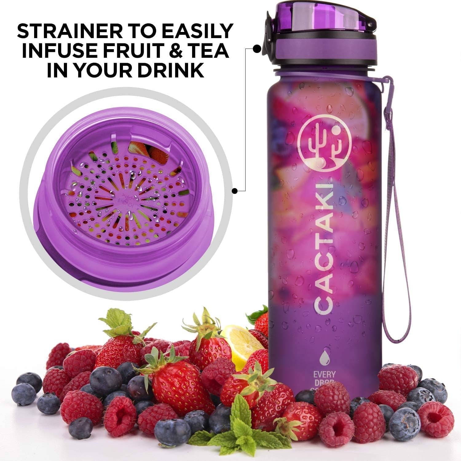 32 Oz Water Drinking Bottle with Time Marker - Stay Hydrated - Hydration Tracker & Reminder to Drink with Hourly Measurement Markings - Leak Spill Proof & BPA Free