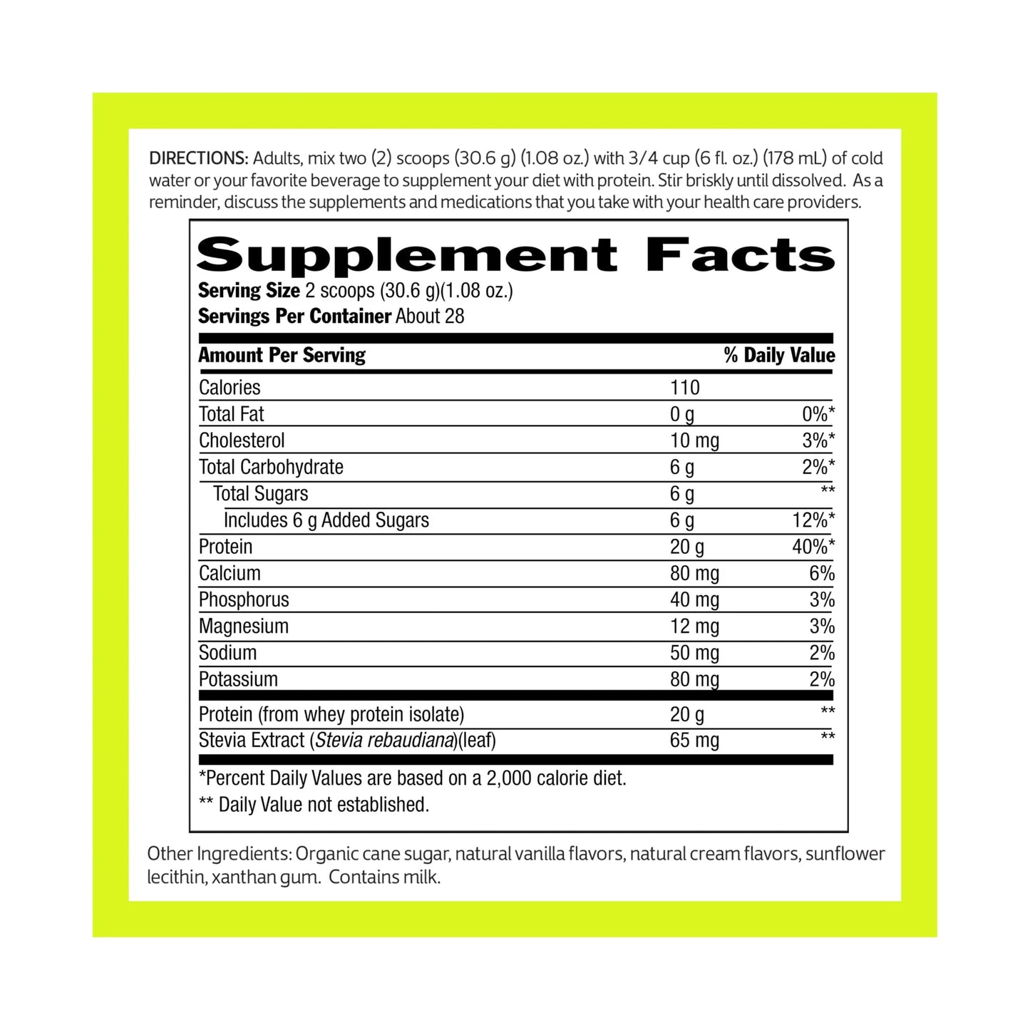 100% Whey Protein-Vanilla 1.8 Lbs Powder
