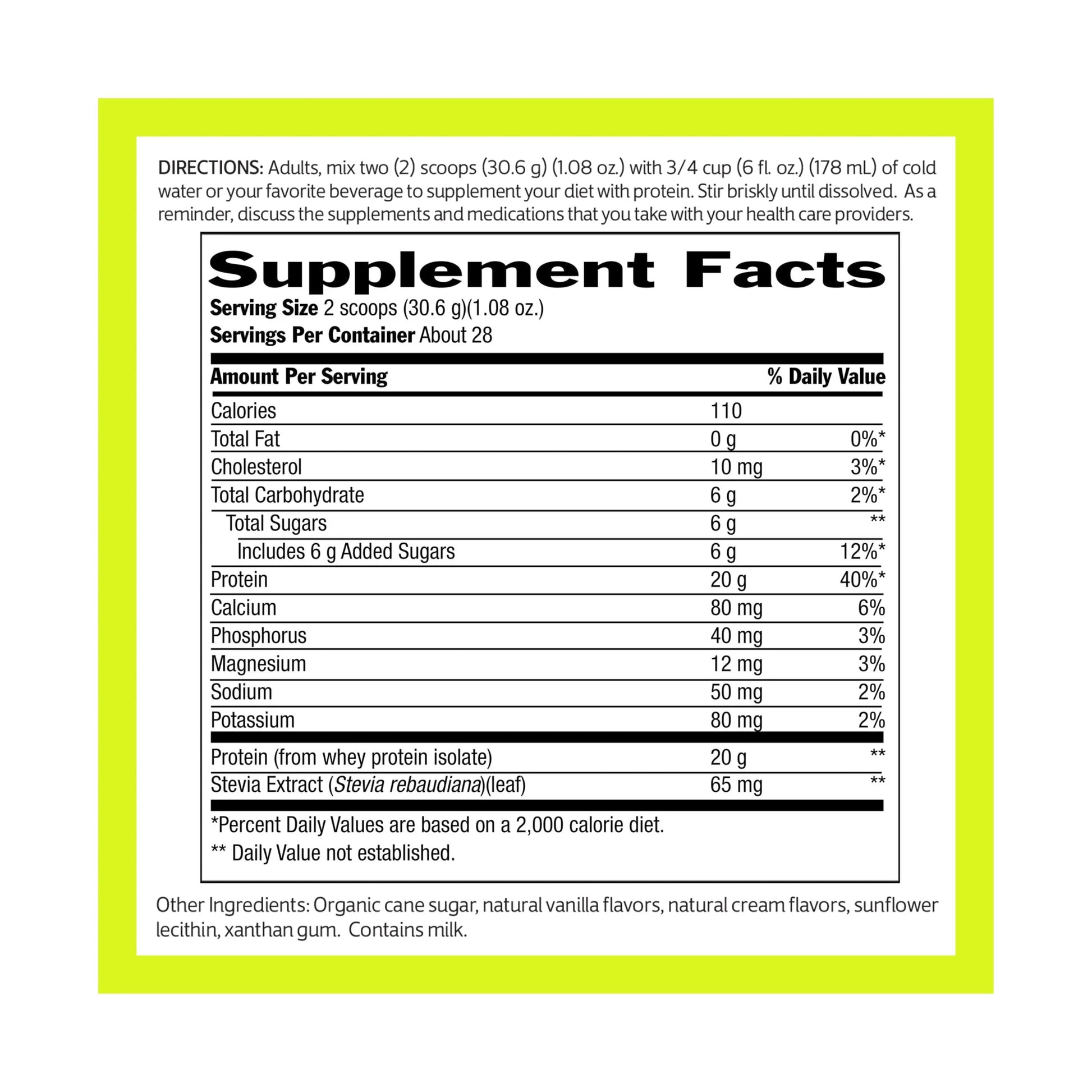 100% Whey Protein-Vanilla 1.8 Lbs Powder
